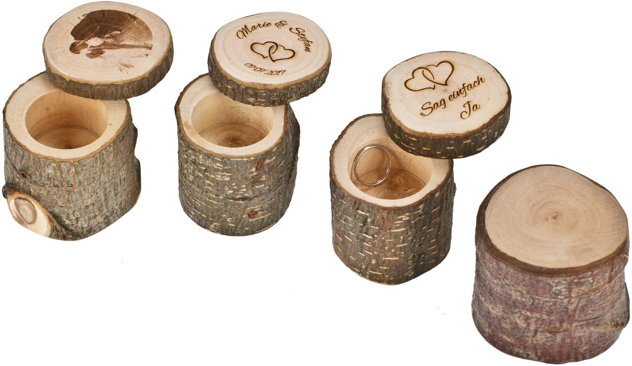 Ringdose Ringbox aus Holz mit eigenem Namen und Datum der Hochzeit