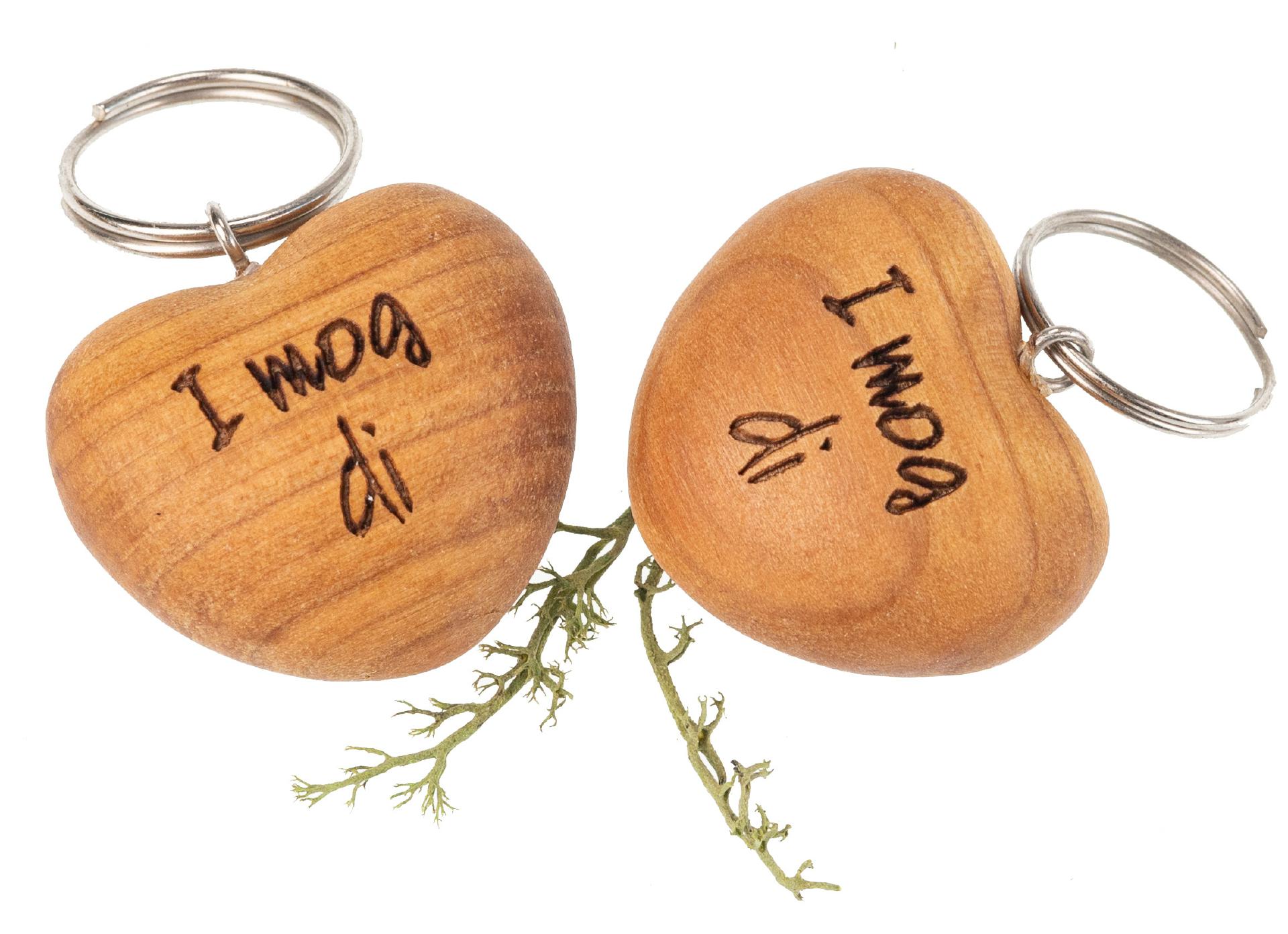Holz Herz Schlüsselanhänger aus Kirsche geölt - I mog di