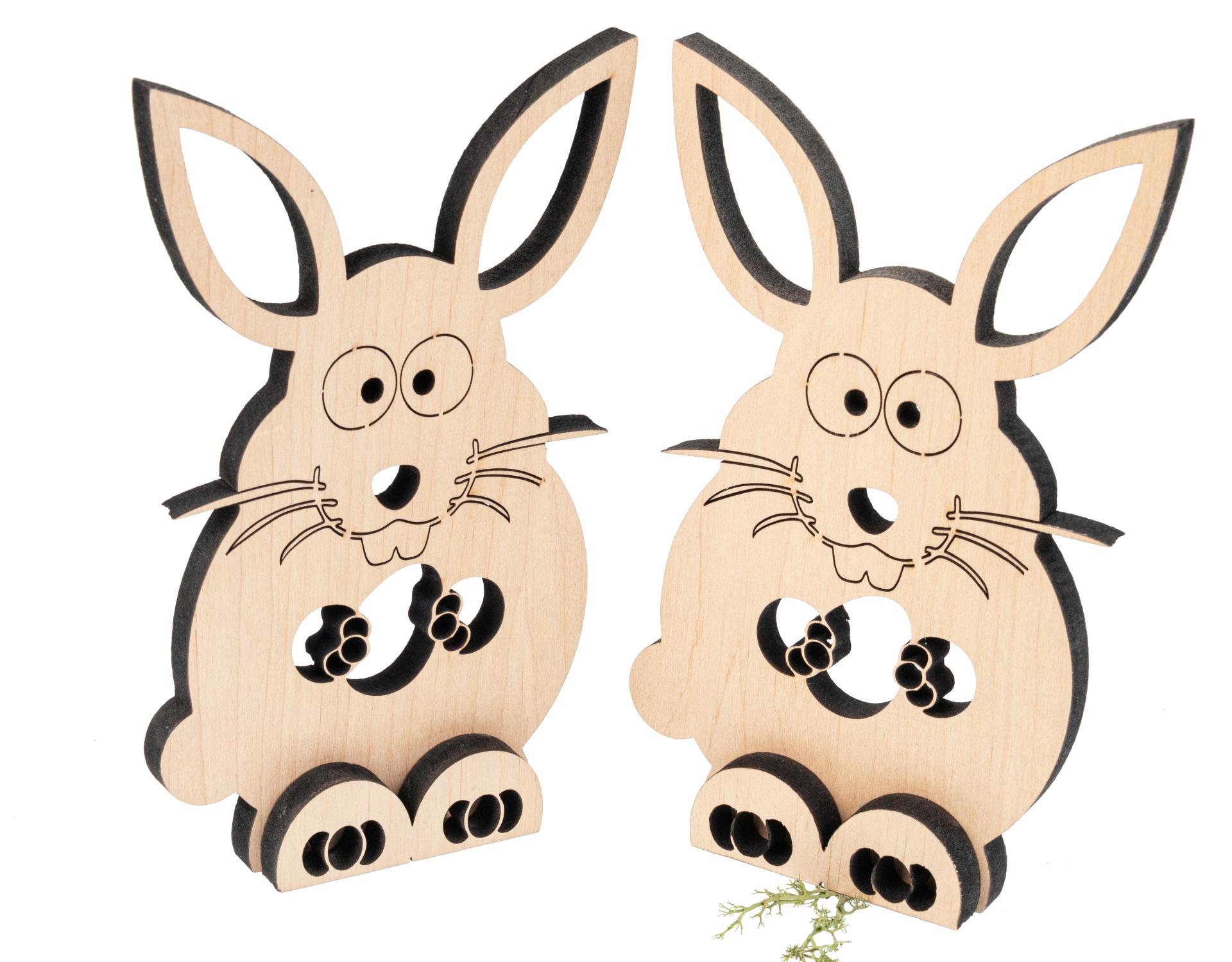 Handgefertigter Osterhase aus massivem Erleholz - Präzise lasergeschnitten für eine einzigartige Optik