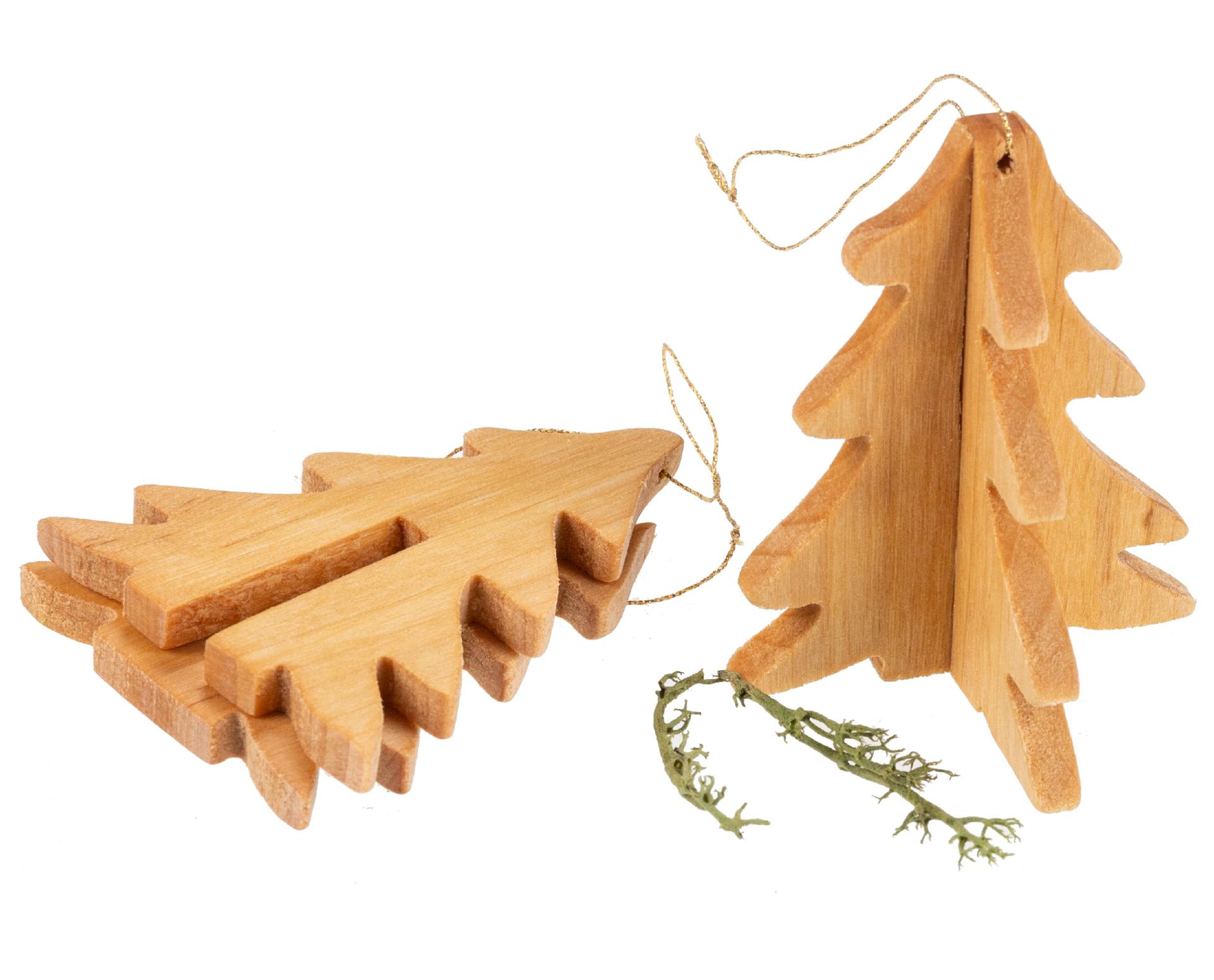 3D-Weihnachtsschmuck - Erle - geölt - mit Band - Tannenbaum