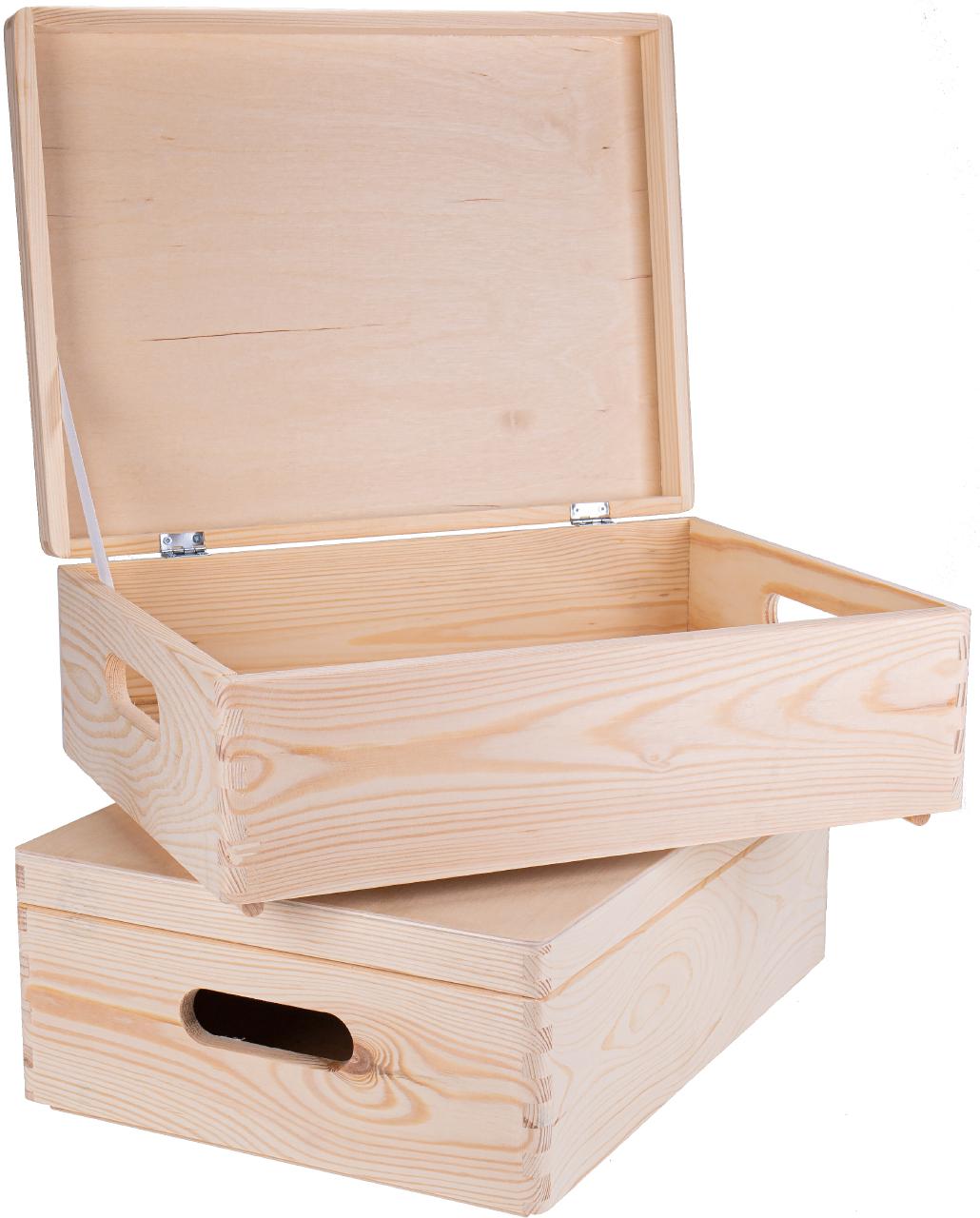 GroÃŸe Fichtenholz Kiste mit Klappdeckel und Griff