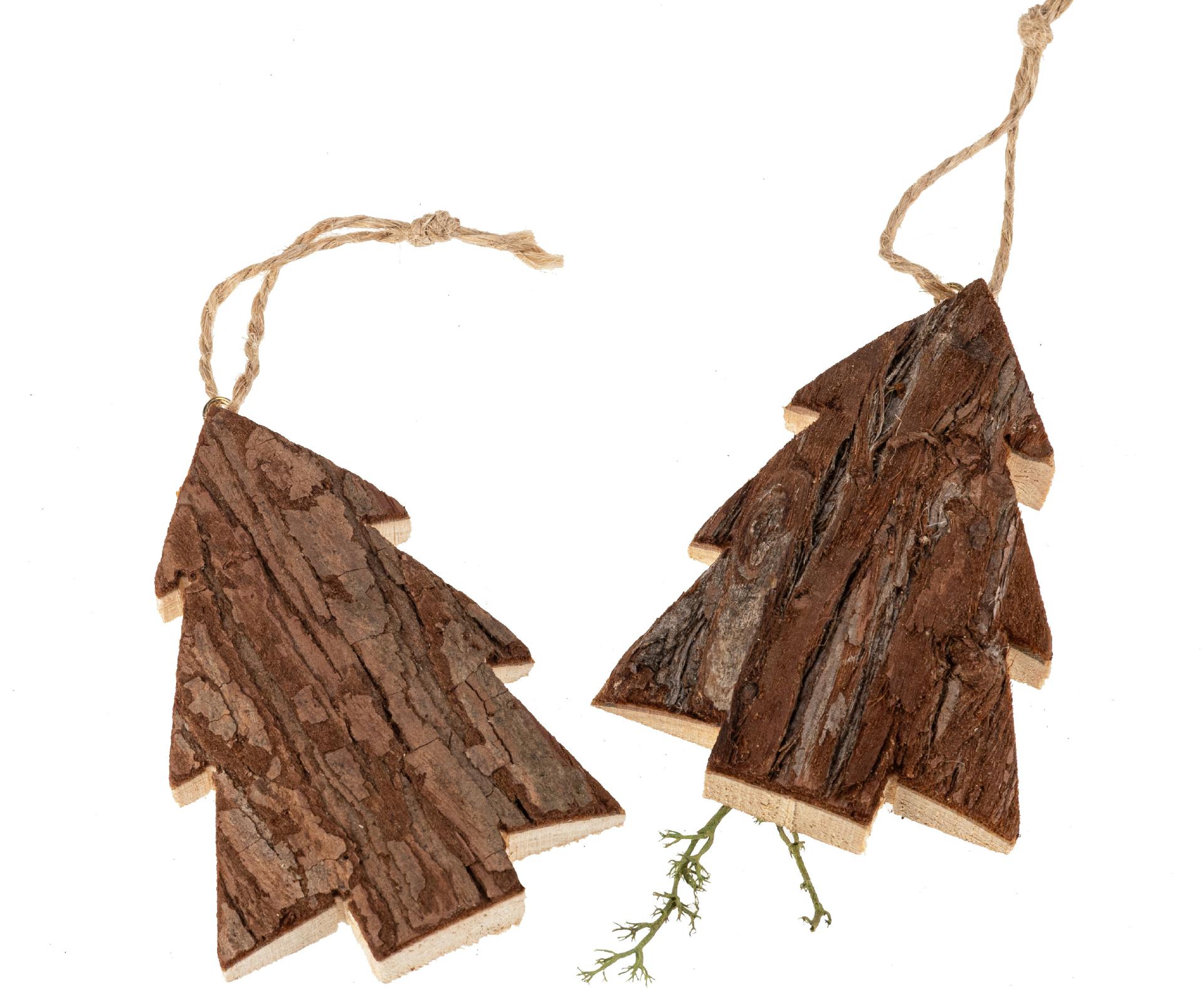 Weihnachtsanhänger mit Rinde - Tanne-Design - 7 x 9,3 cm, Baumschmuck aus Holz