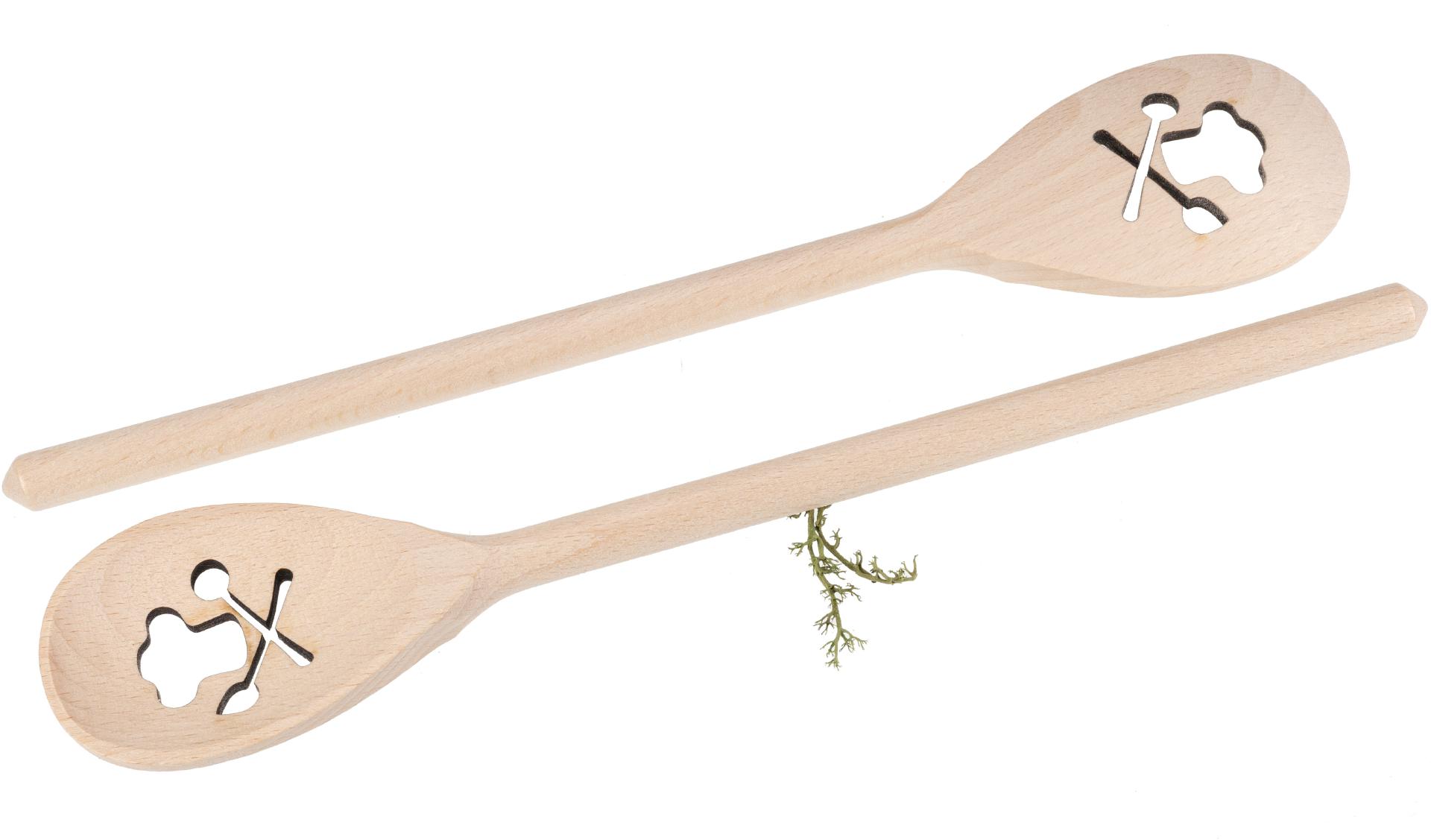 Holz Kochlöffel oval aus Buche - 30 cm - mit Koch Mützen Auschnitt