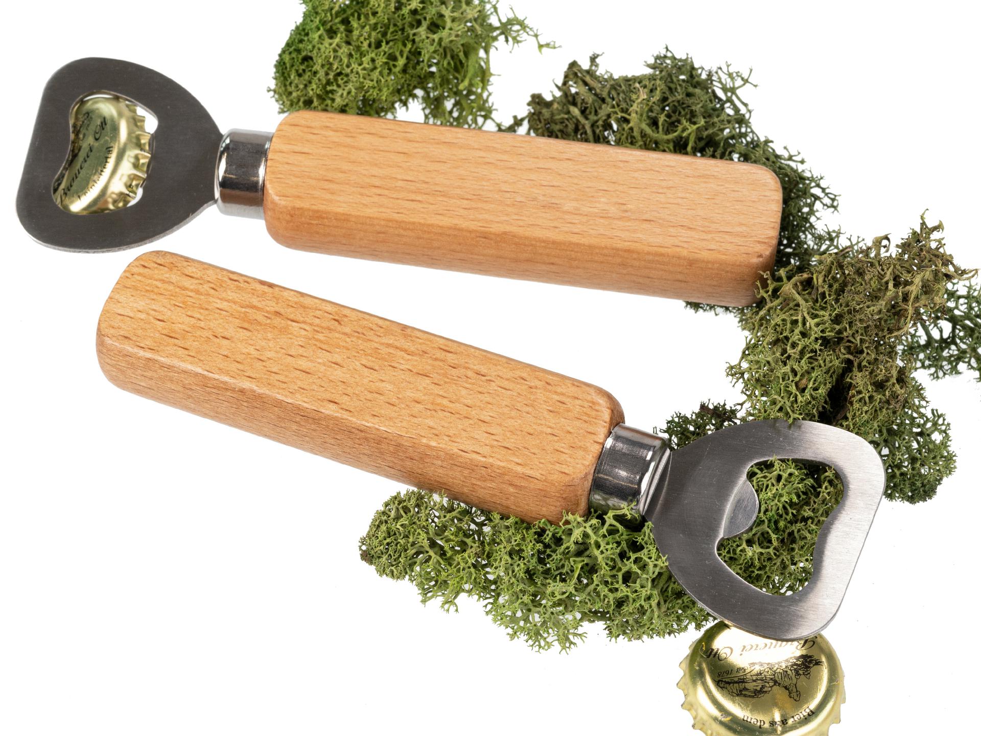 Flaschenöffner / Kapselheber mit Edelstahl Klinge - FSC® Buche lackiert