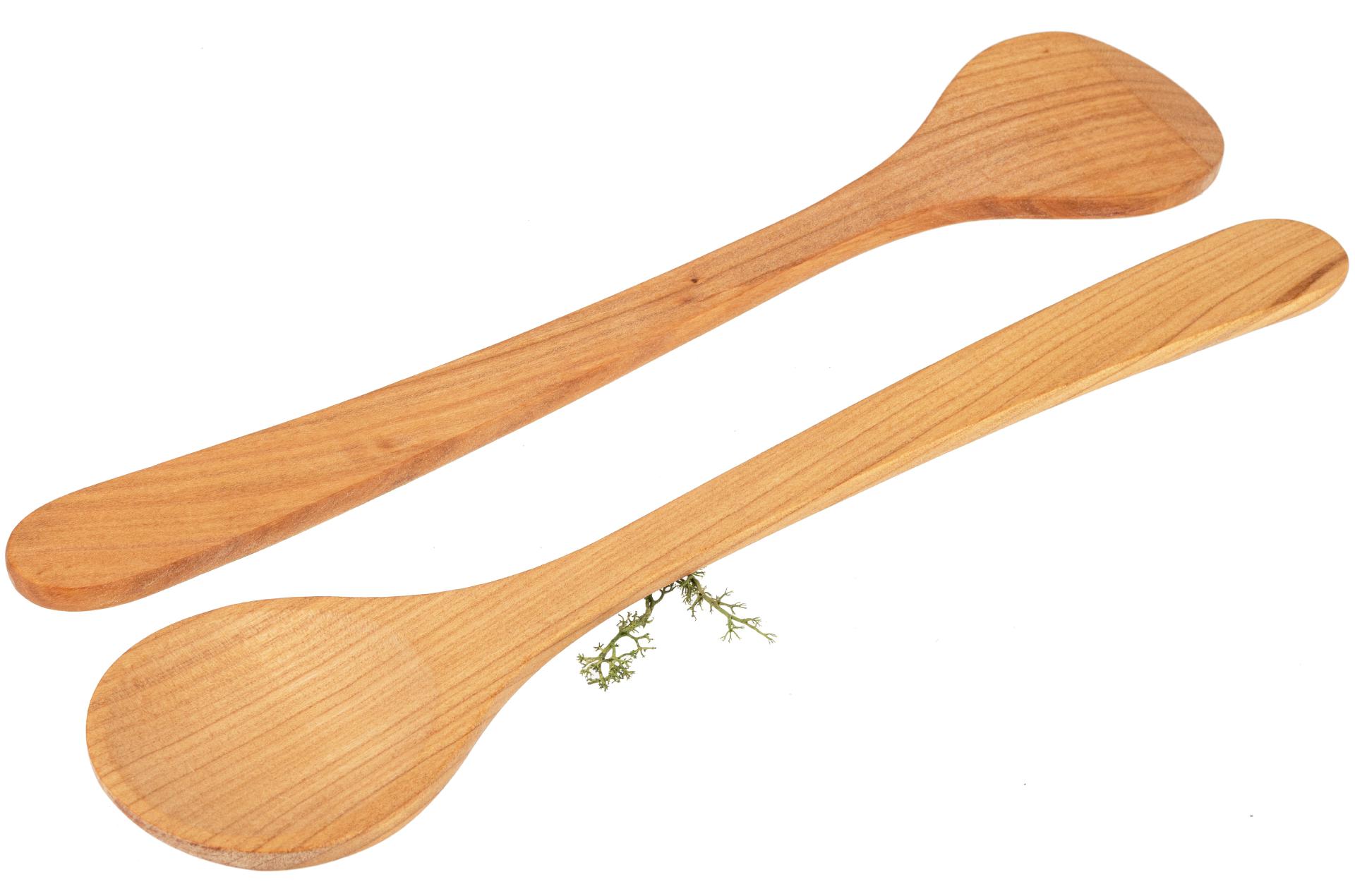 Großer Löffel aus geöltem Kirschholz mit runder Laffe - 35 cm