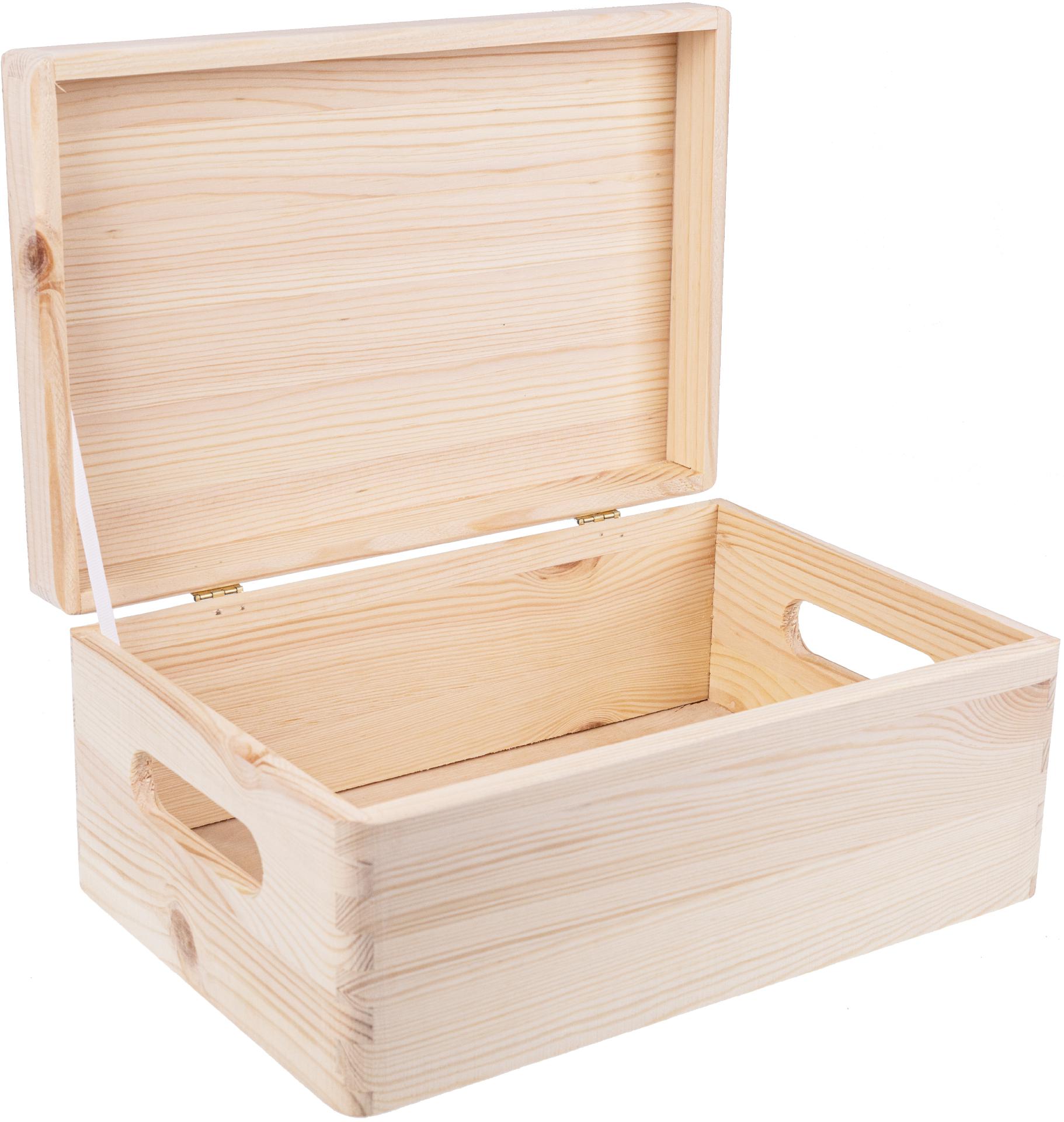 Kleine Holz Kiste mit Massivholz Klappdeckel und Griff