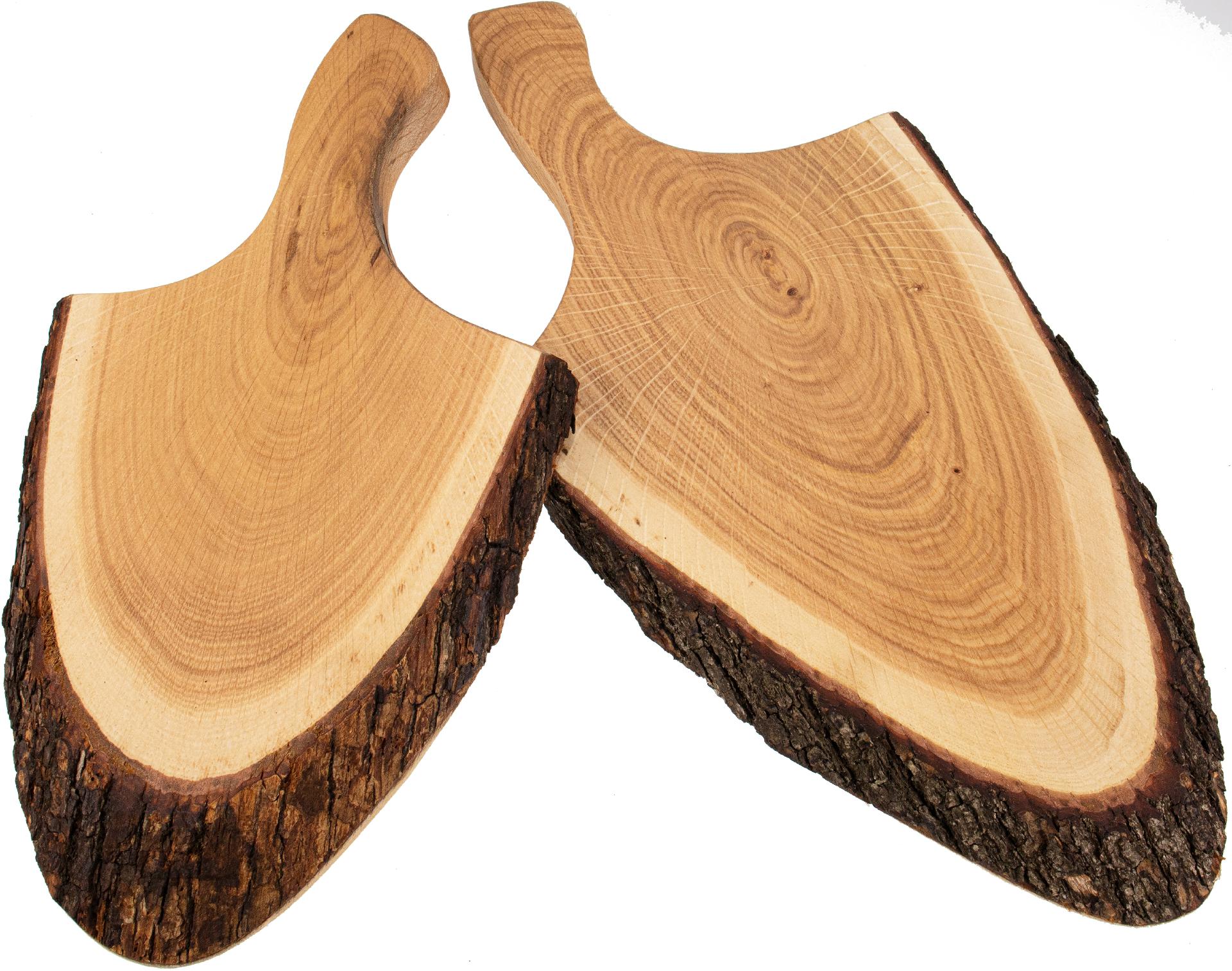 Schneidebrett mit Rinde und Griff aus Eiche geölt 36 - 42 cm