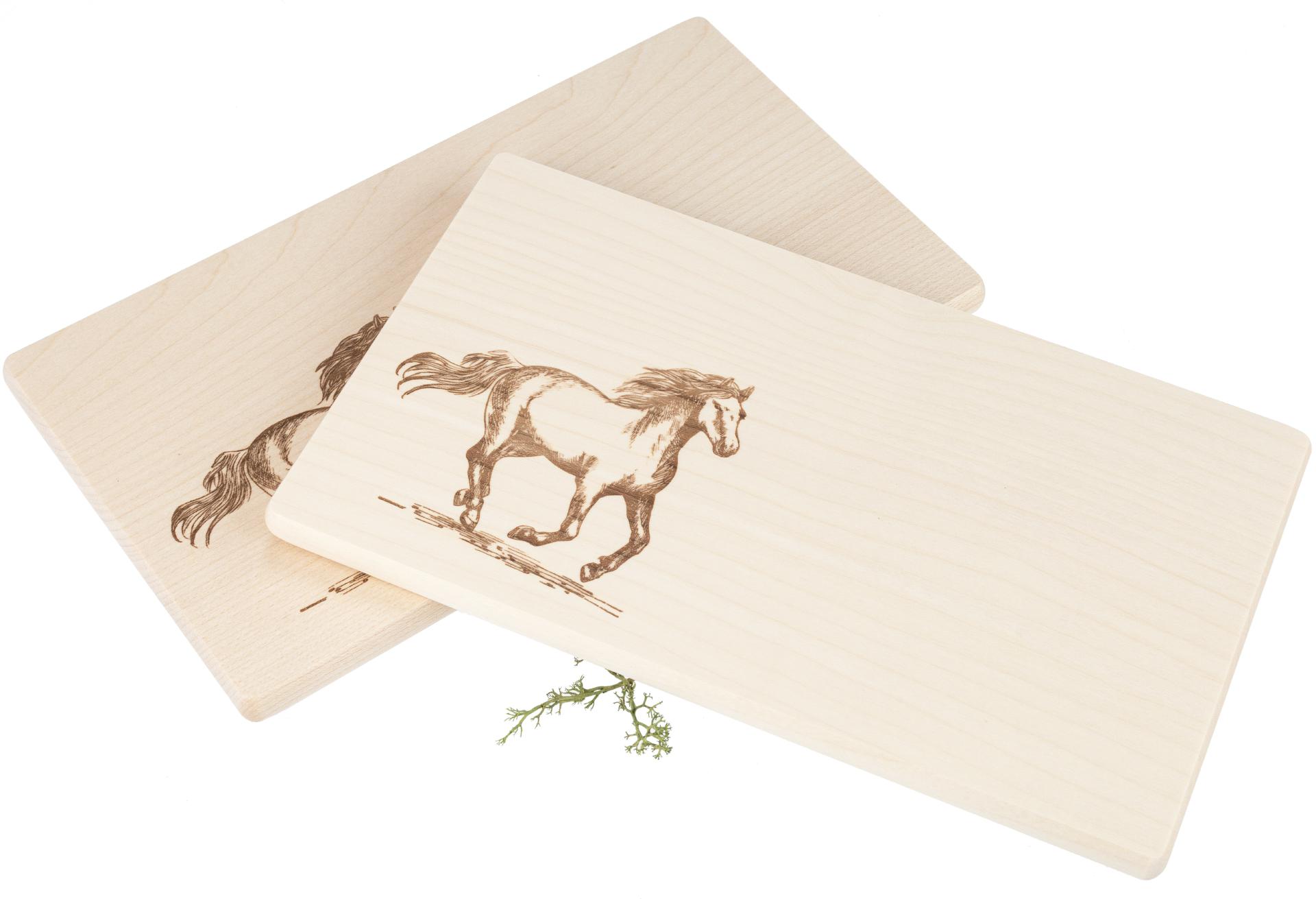 Frühstücksbrett FSC® Ahorn 26 x 15 x 1,2 cm - Pferd
