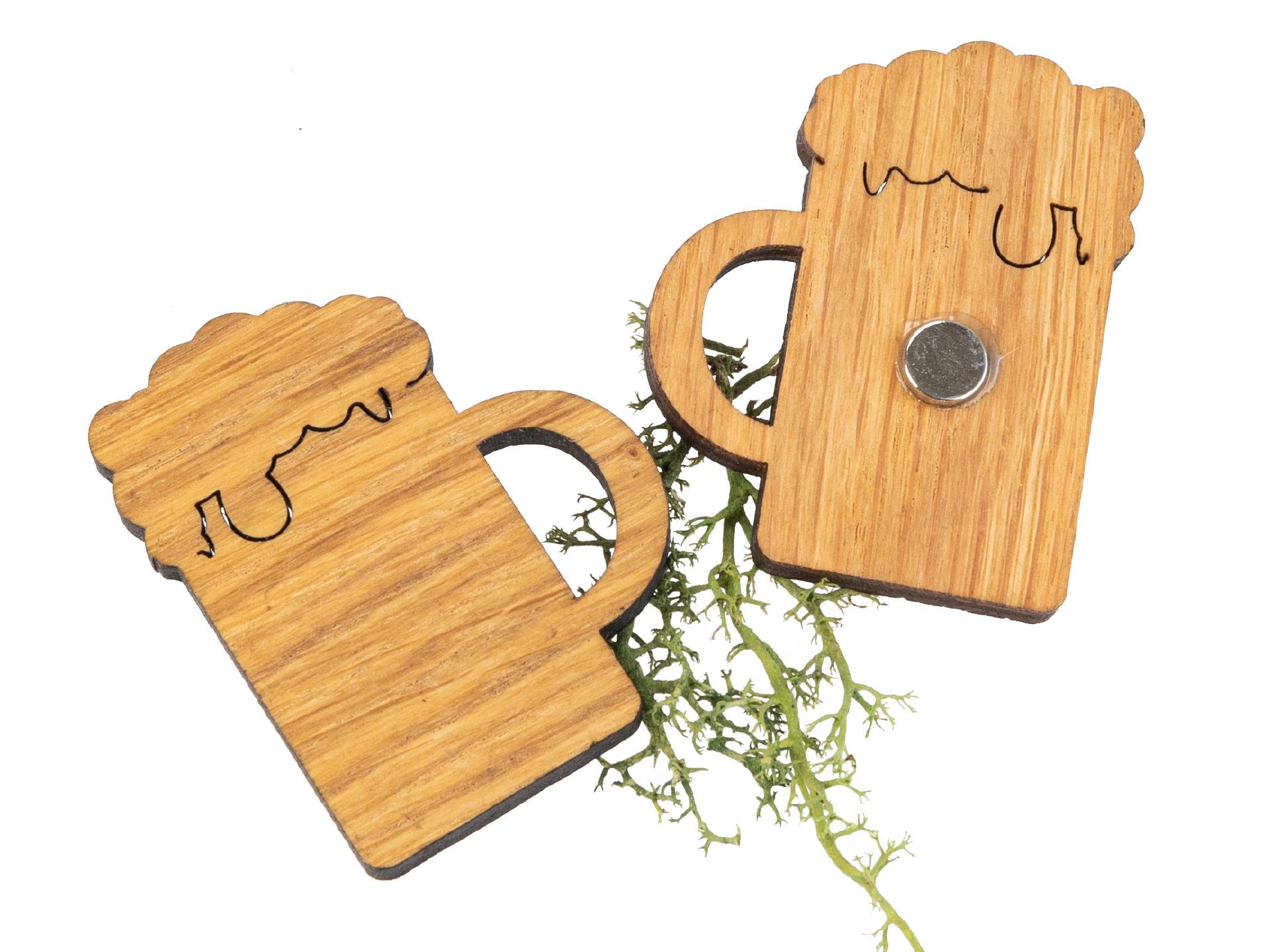 Holz Magnet in Bierkrug Form | Eiche geölt FSC® zertifiziert