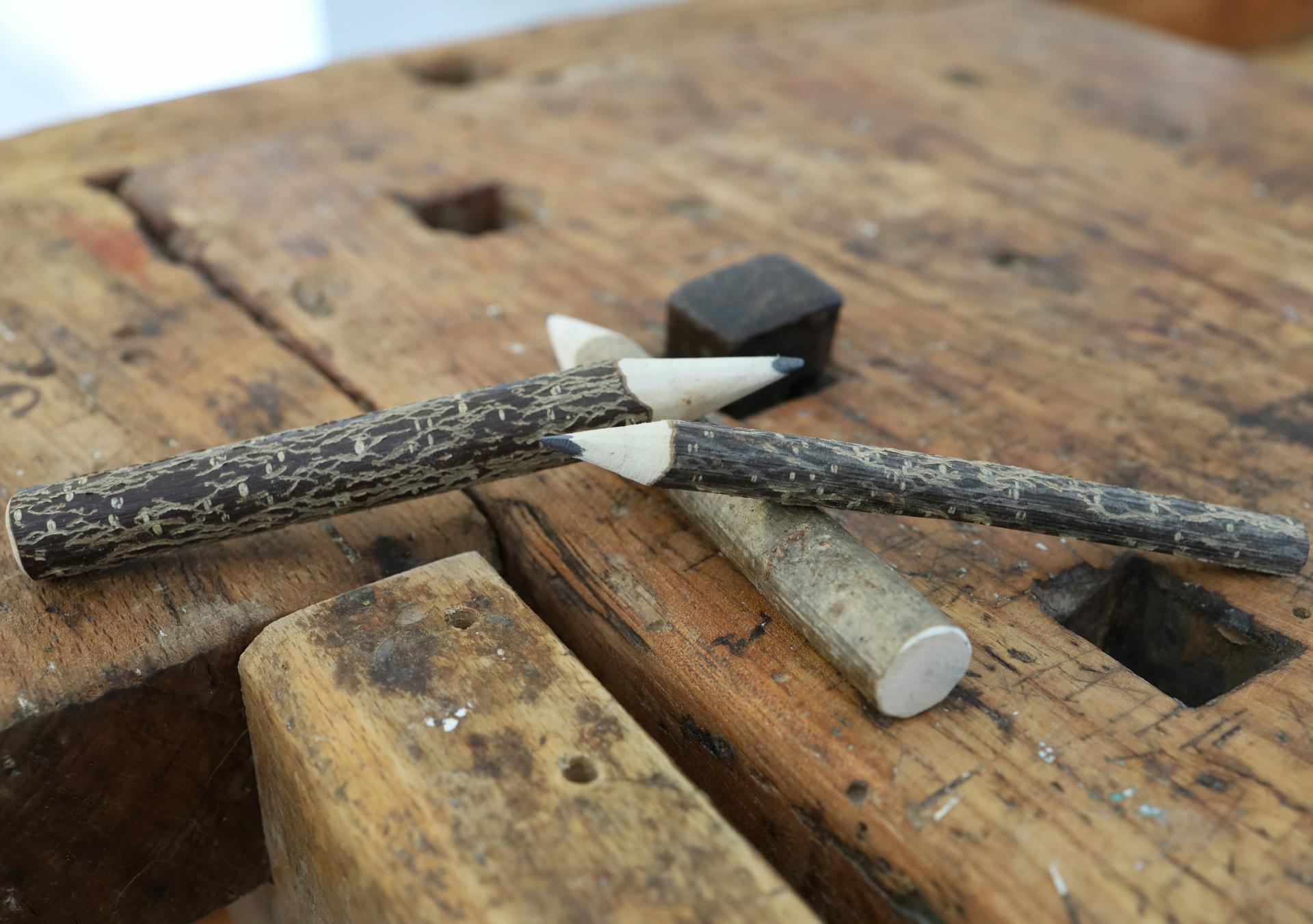 Holz Bleistift Astbleistift mit Rinde Nachhaltig und umweltfreundlich