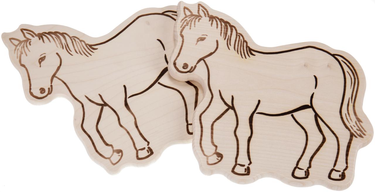 Schneidebrett aus Ahorn Holz in Tierform Pferd groÃŸ