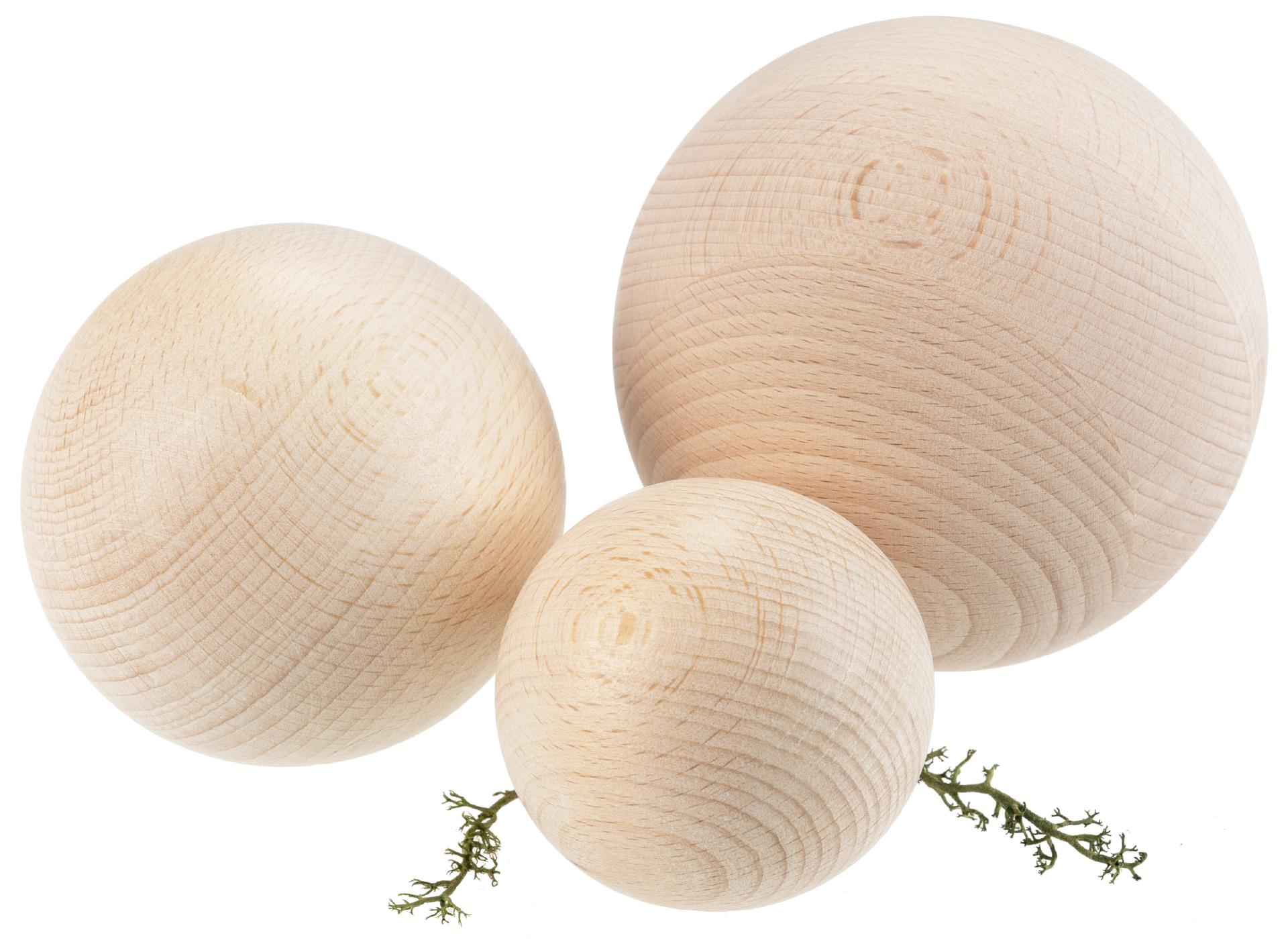 Holz Massage Kugel Set – 3 Faszienbälle aus Buche (6 cm, 8 cm, 10 cm)