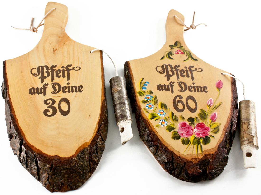 Holz Griffrinde mit Pfeife - Pfeif auf Deine Alte - lackiert