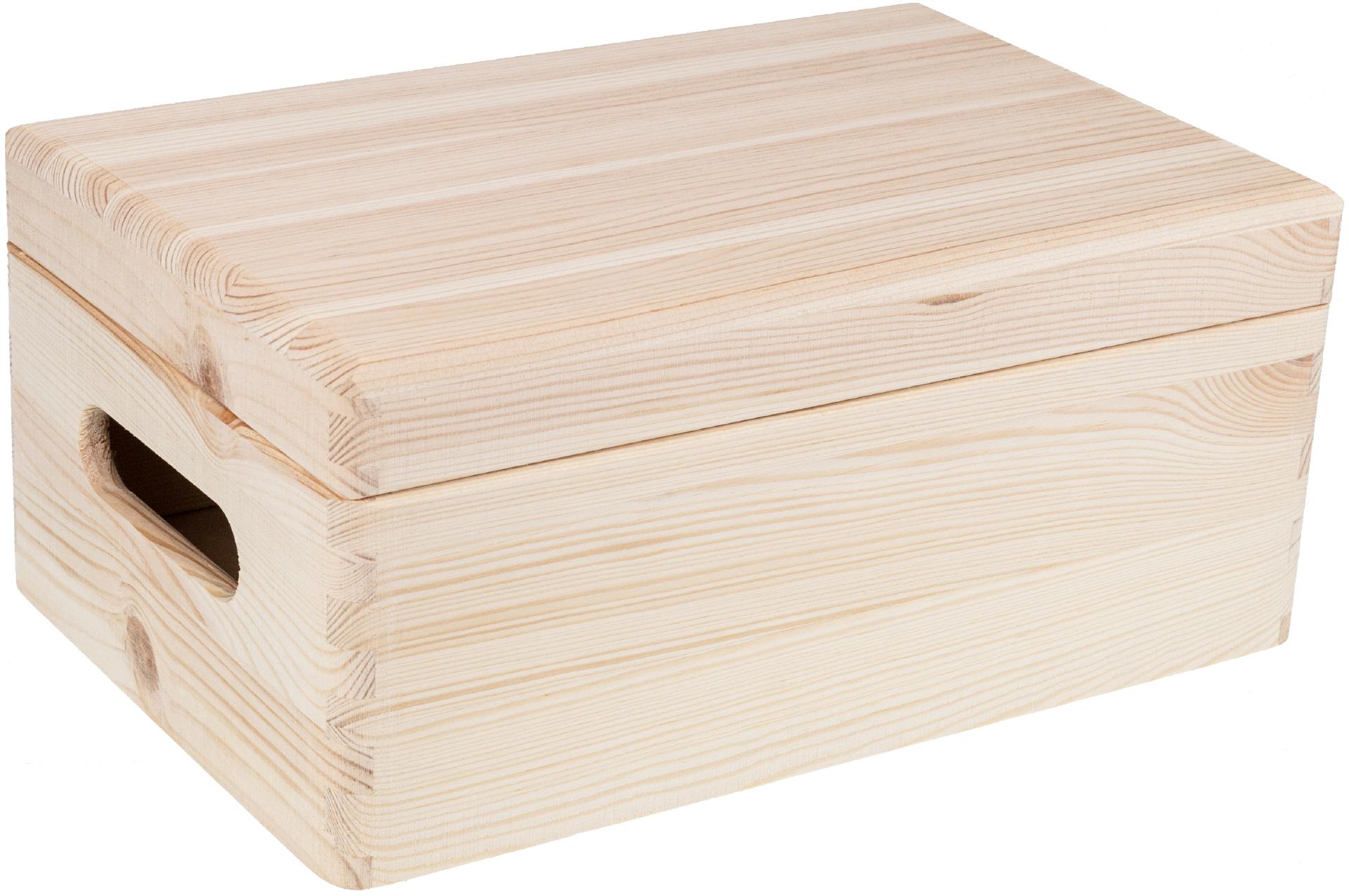 Kleine Holz Kiste mit Massivholz Klappdeckel und Griff