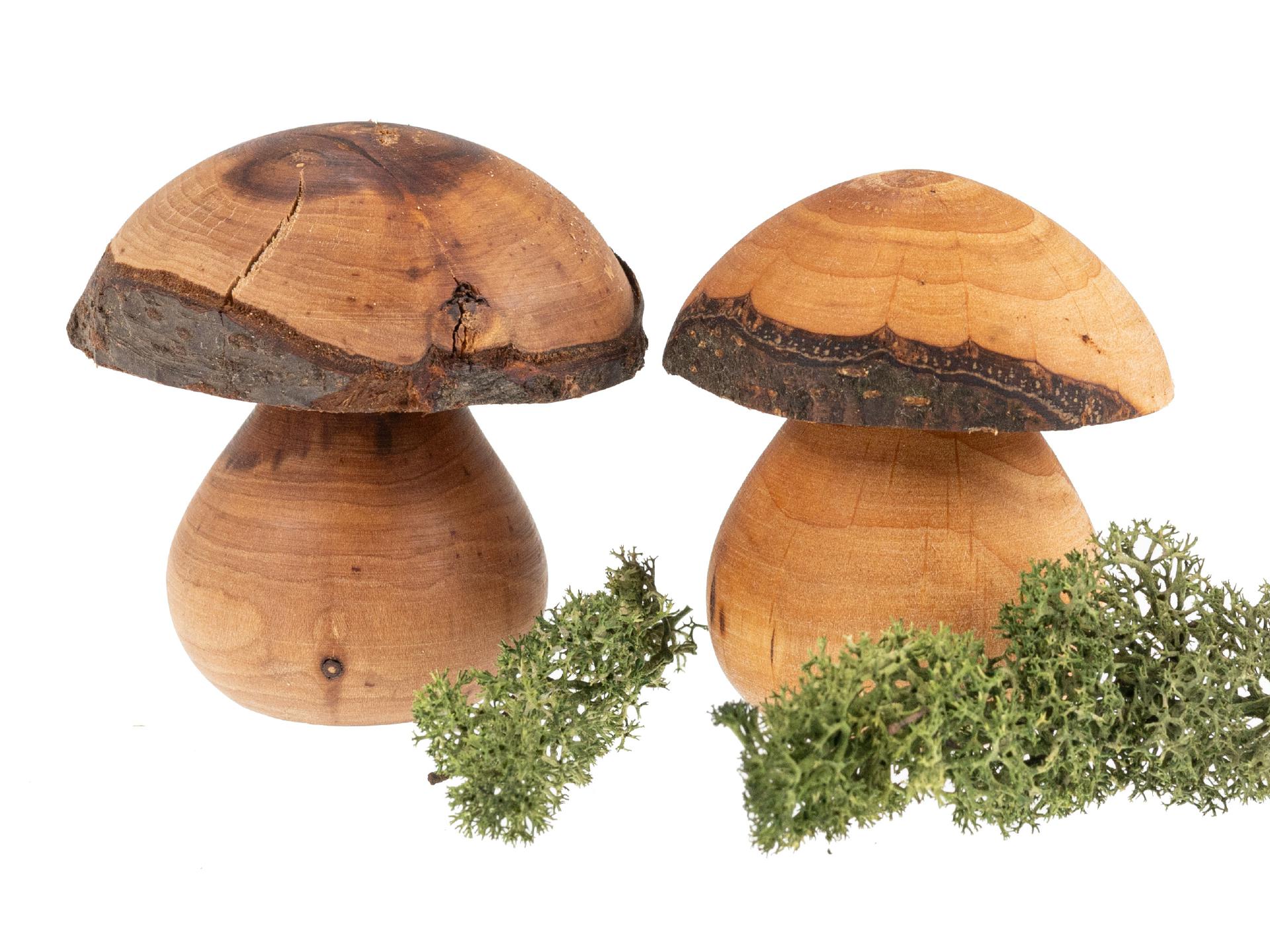 Handgedrechselte Pilze aus geölter Erle - natürliche Holzdekoration ca. 7,5 cm