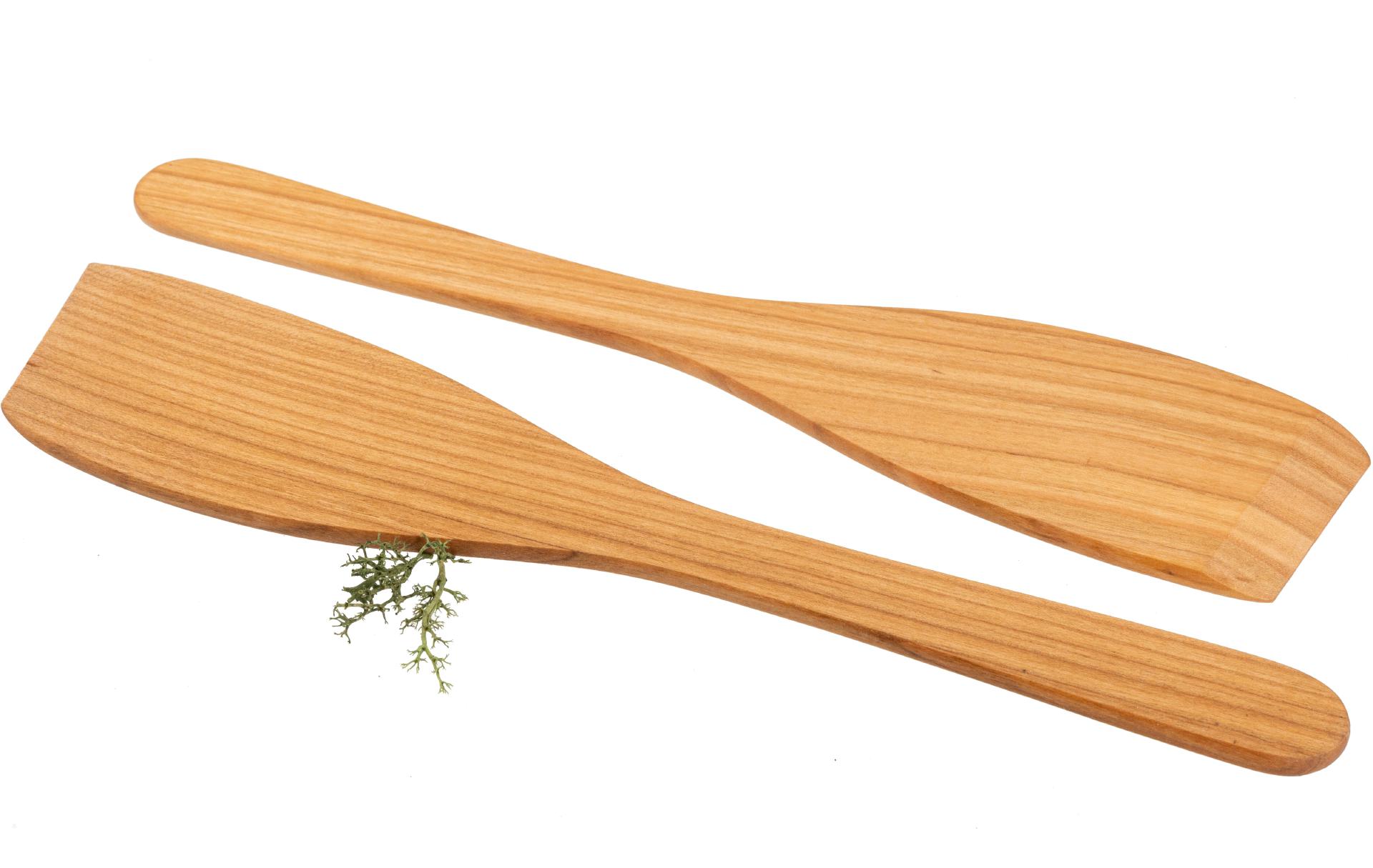Pfannenwender gebogen aus FSC® Kirschholz geölt - 30 x 6,5 x 0,4 cm