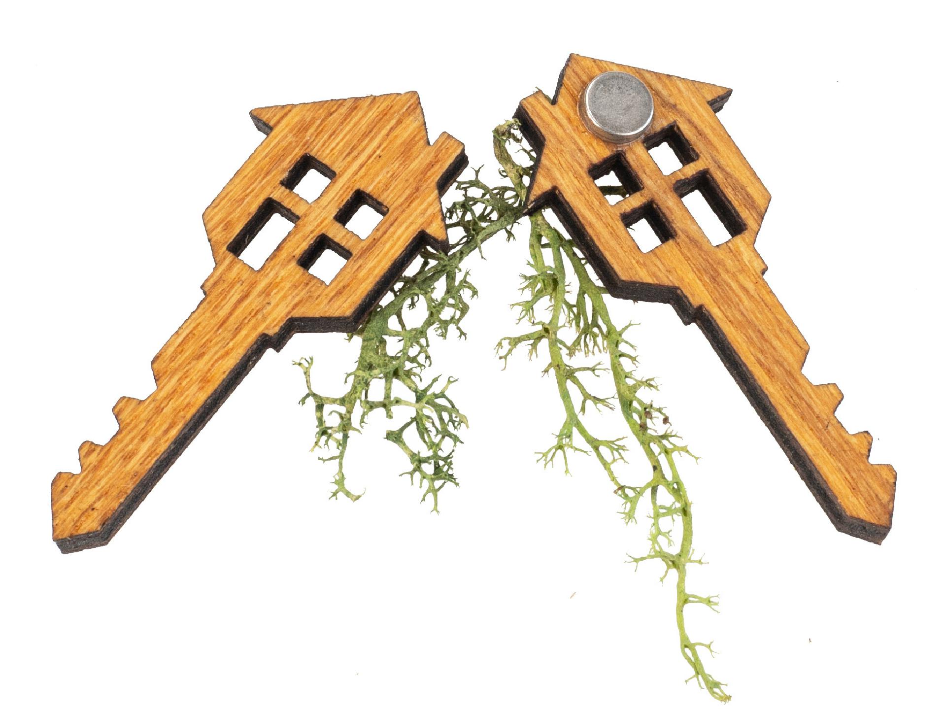 Holz Magnet in Haustür Schlüssel Form | Eiche geölt FSC® zertifiziert