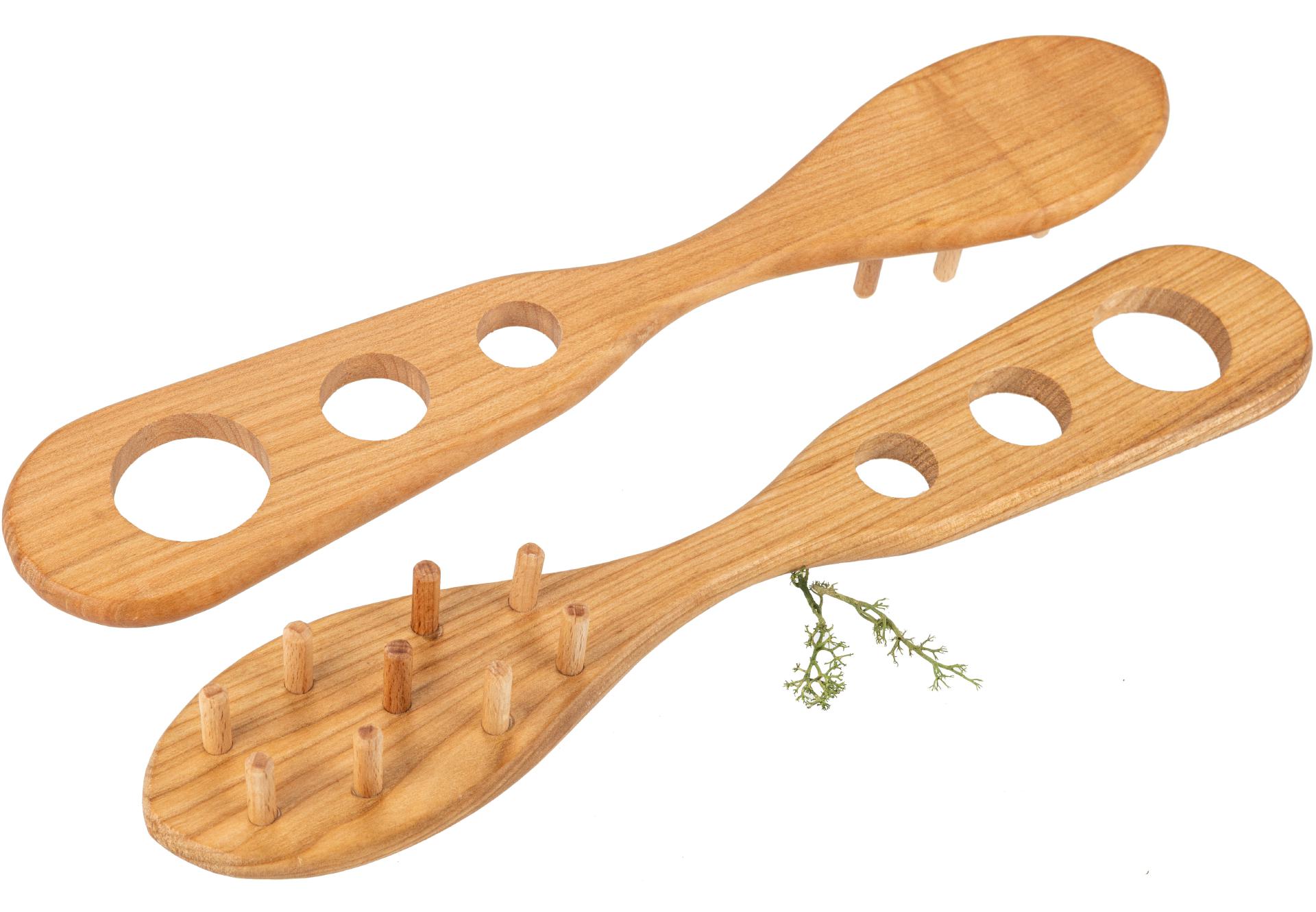 Spaghettilöffel mit Portionierer aus FSC® Kirschholz geölt - 32 cm