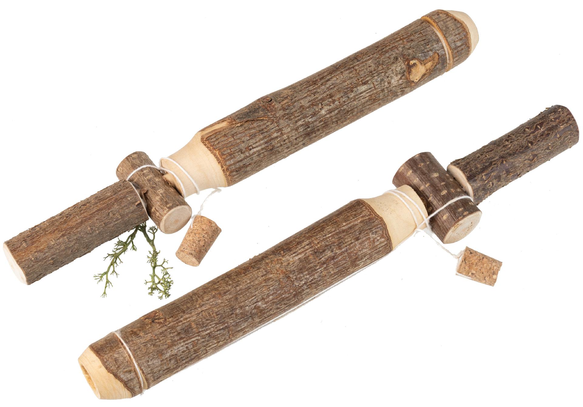 Handgefertigte Holz-Korkenknaller mit Rinde | Plop-Pistole