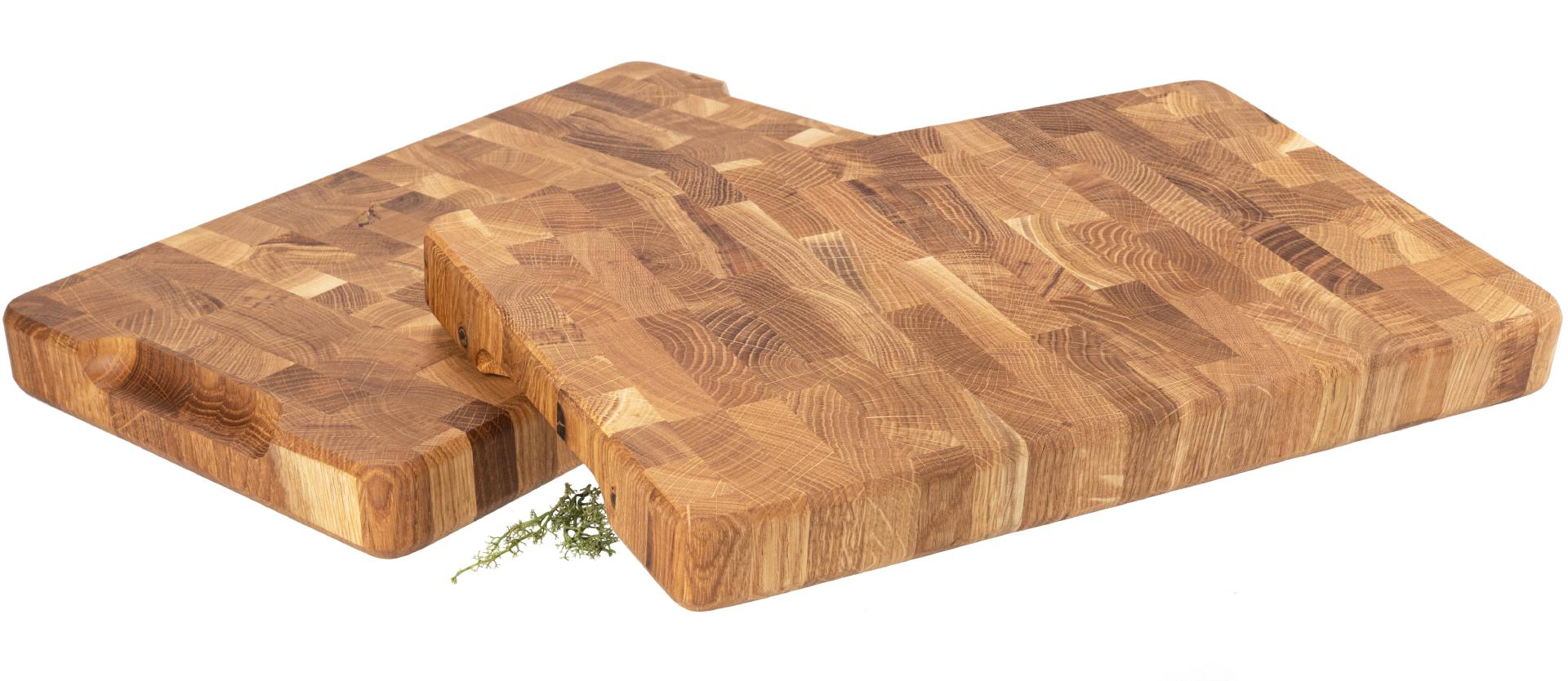 Stirnholz Hackblock aus Eiche | 50x30x4 cm mit Griffmulden
