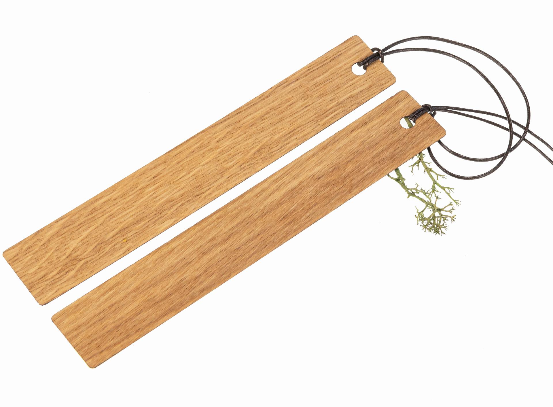 Eichenholz Lesezeichen mit Lederband | 150x25mm - Für Buchliebhaber