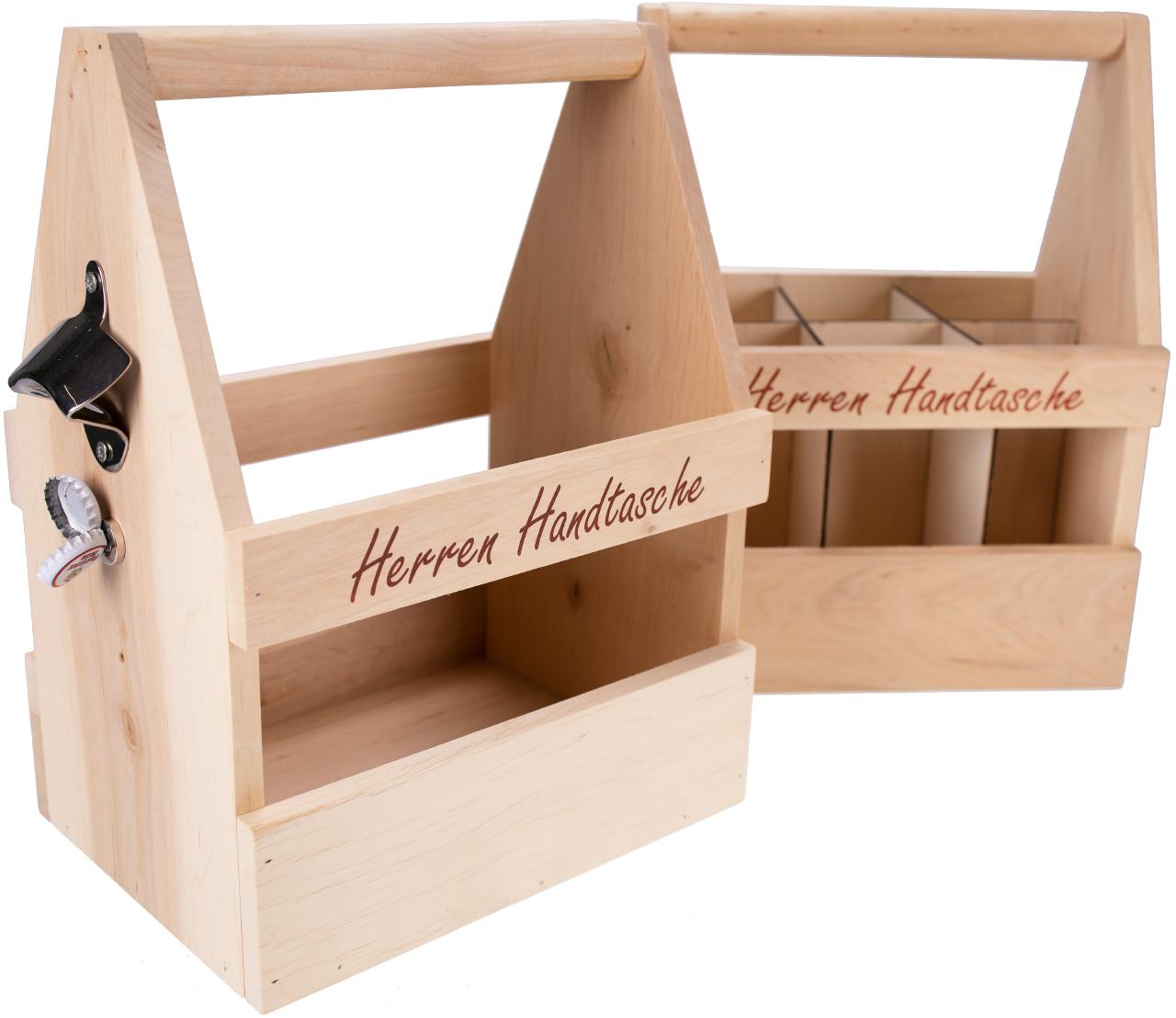 Holz Biertraeger Erle massiv Druck: Herren Handtasche