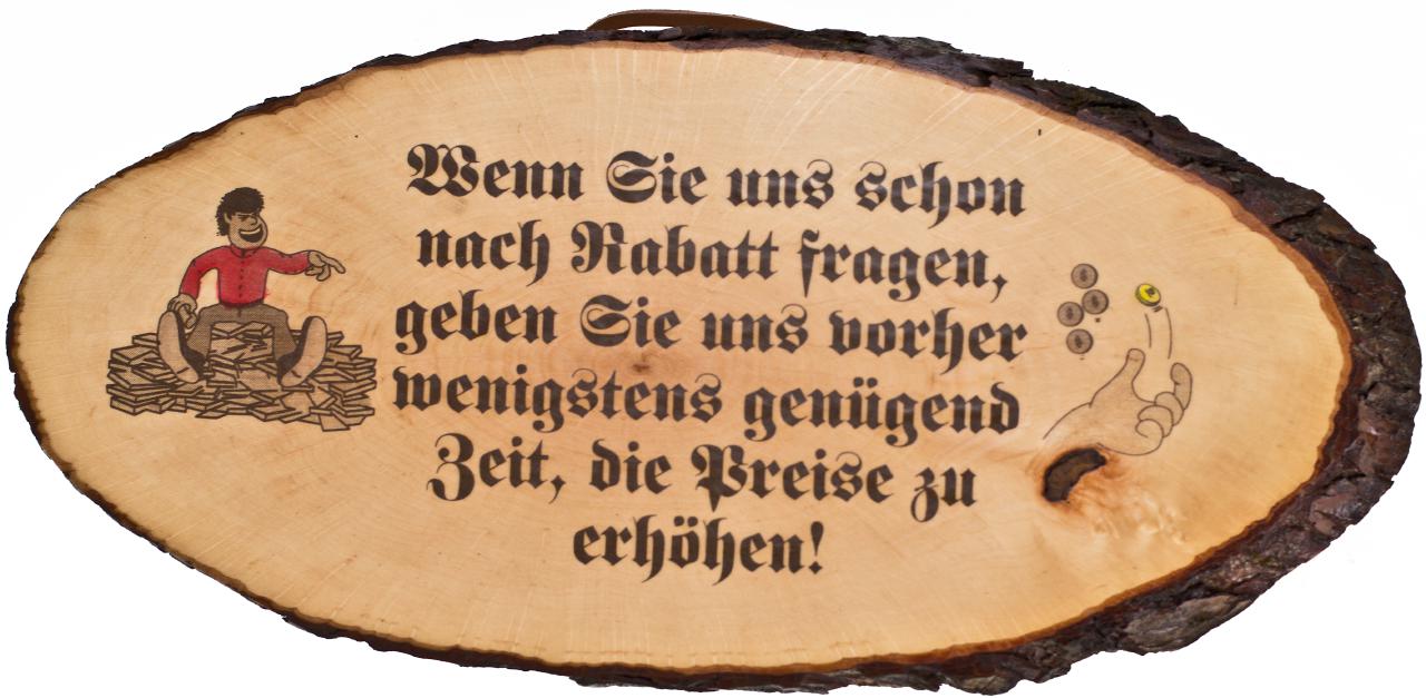 Rindenscheibe Rindenspruch mit Siebdruck Rabatt