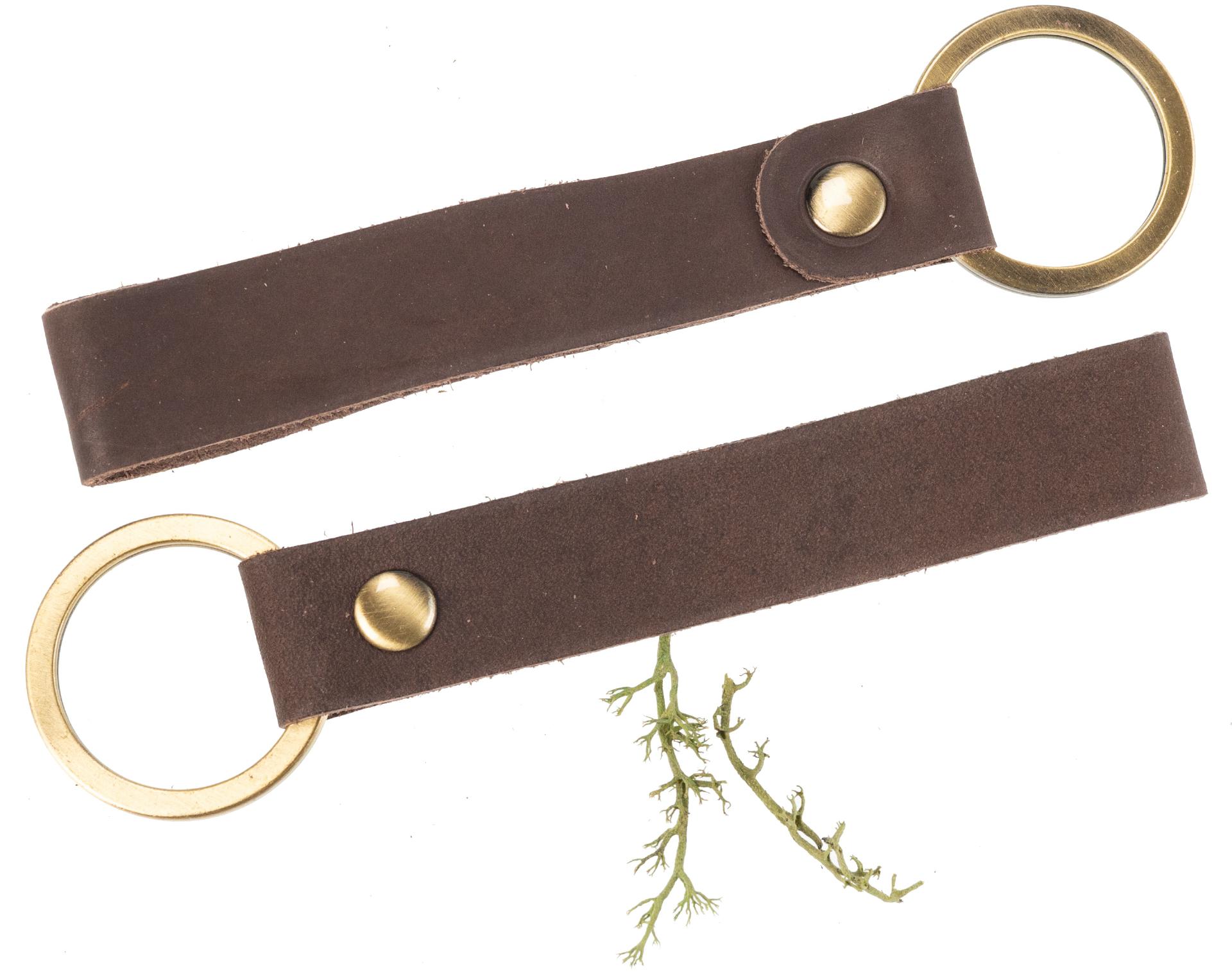 Dunkelbrauner Leder-Schlüsselanhänger "Schlaufe" mit Messingring
