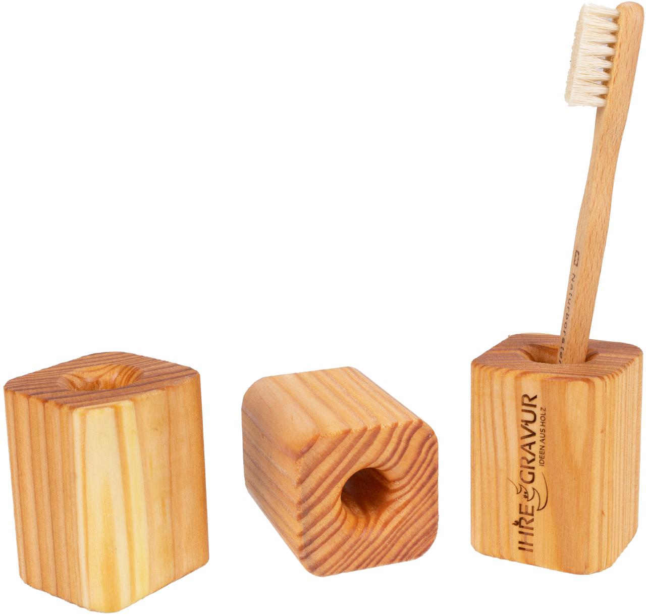 Laerchenholz Zahnbuerstenhalter Zahnbuerstenhalterung aus geoeltem Holz