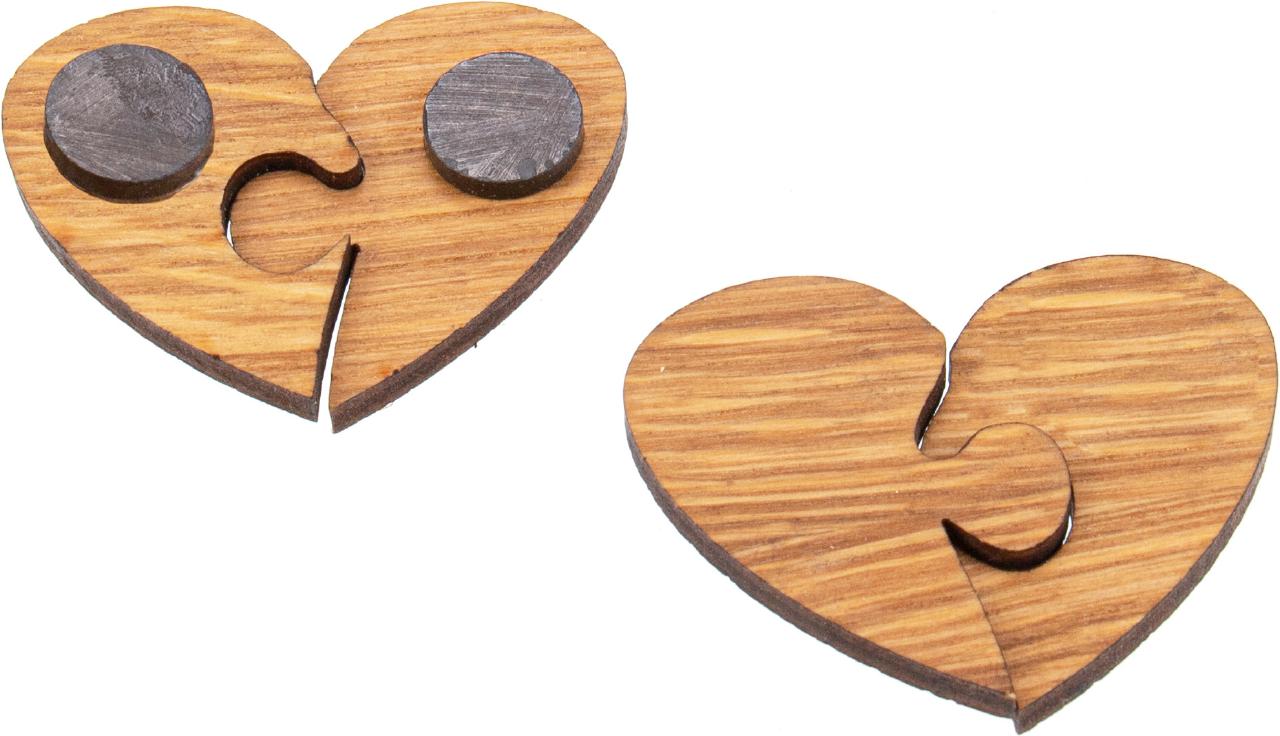 Holz Magnet Eiche geoelt Form: Herz Puzzle FSC