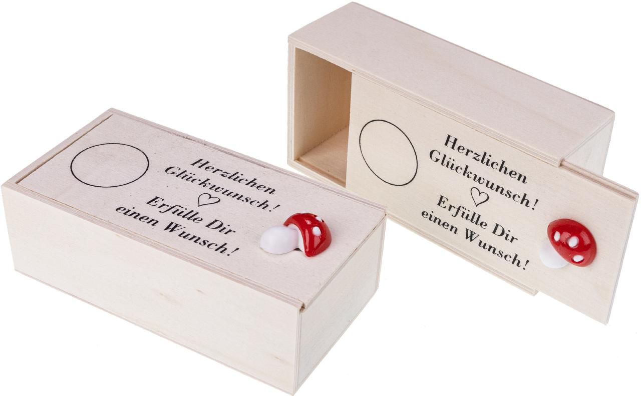 Holz Geschenk Kiste Box mit Schiebedeckel Herzlichen Glueckwunsch