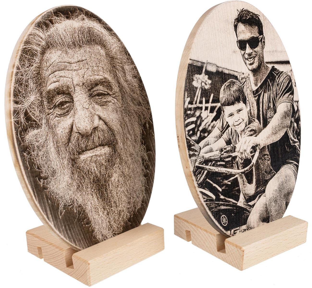 Fotogravur auf Holz Ahorn Brett oval