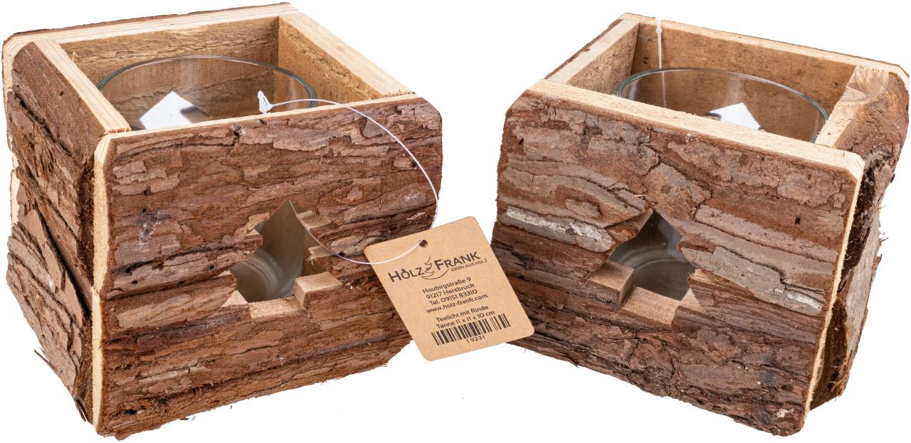 Rustikales Holz Windlicht mit Rinde