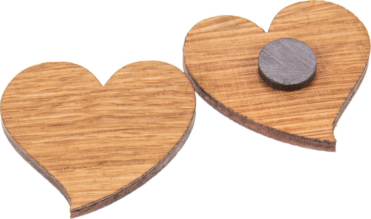 Holz Magnet Eiche geoelt Form: Herz FSC