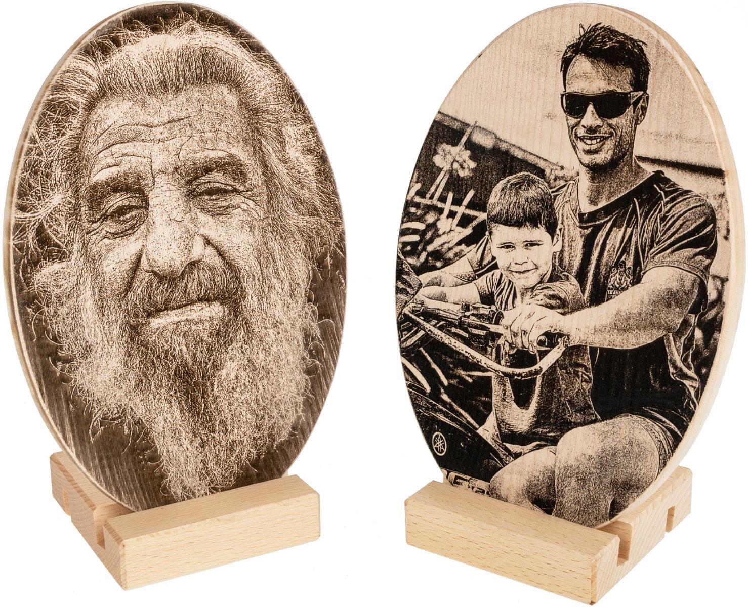 Fotogravur auf Holz Ahorn Brett oval