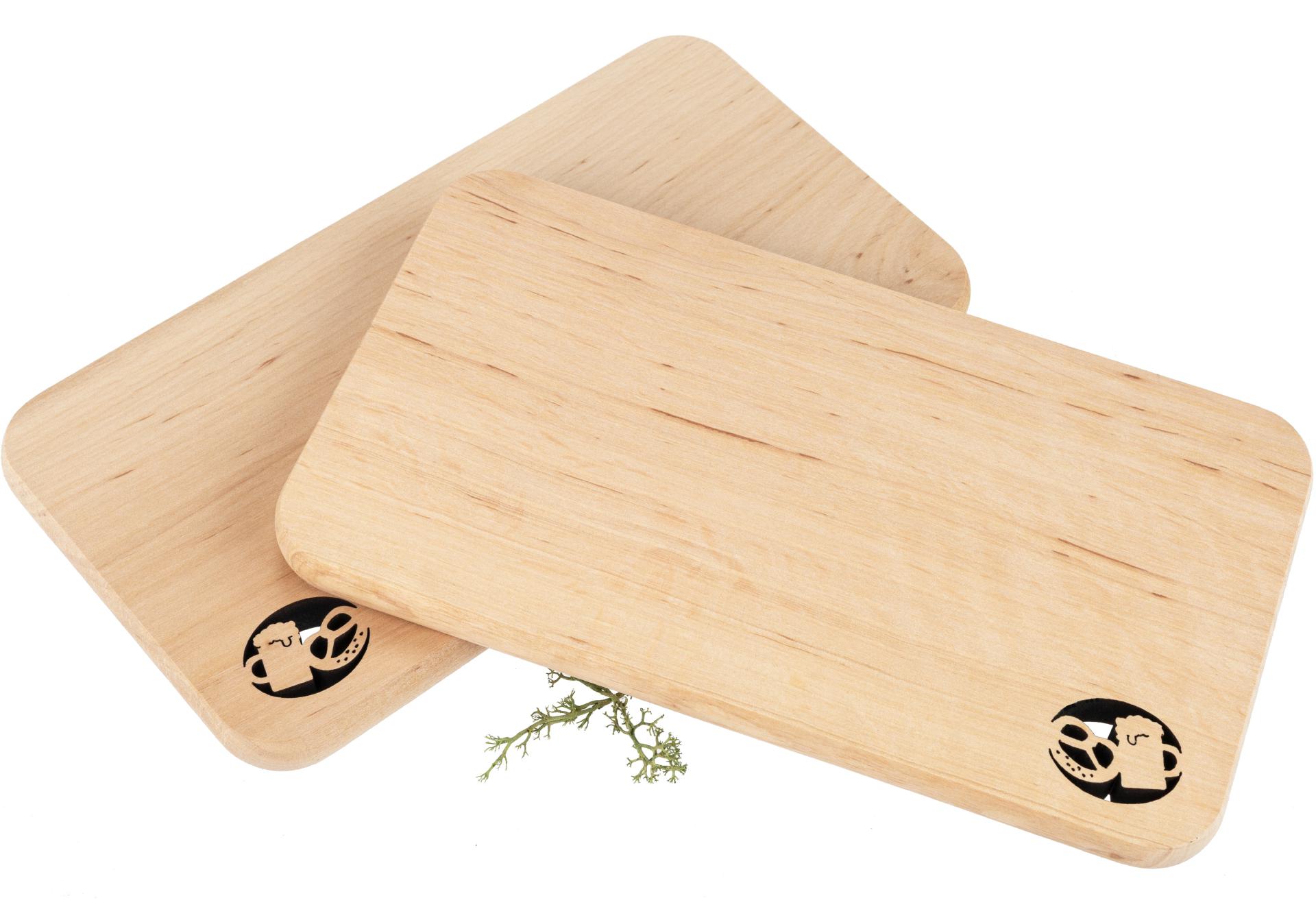 Schneidebrett aus FSC® Erle mit Laserschnitt 22,5 x 12,5 x 1,2 cm - Brotzeit geölt