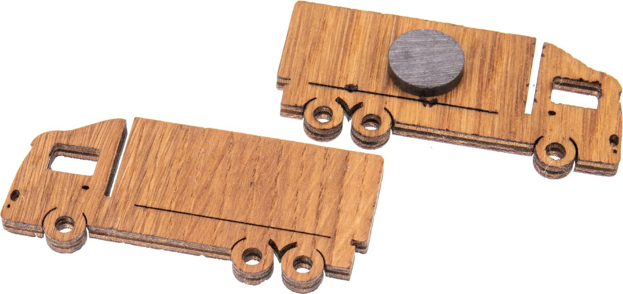 Holz Magnet Eiche geoelt Form: LKW FSC