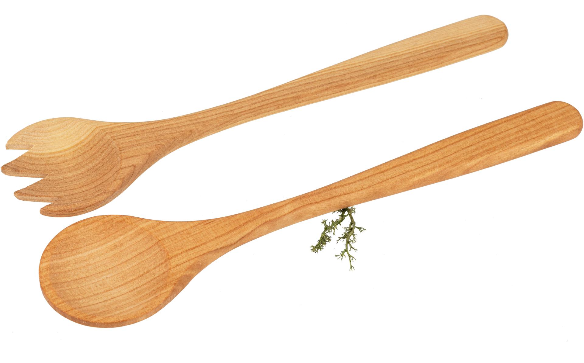 Salatbesteck aus Geöltem Kirschholz - 30 cm - Stilvoll und Nachhaltig