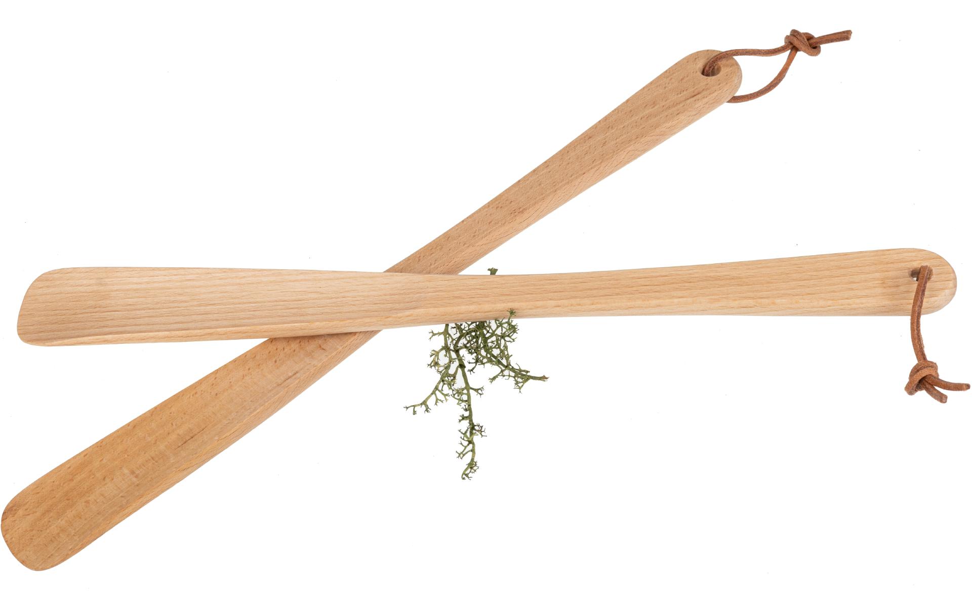 Holz Schuhlöffel - Buche geölt - 37 cm - Schuhanzieher mit Lederband