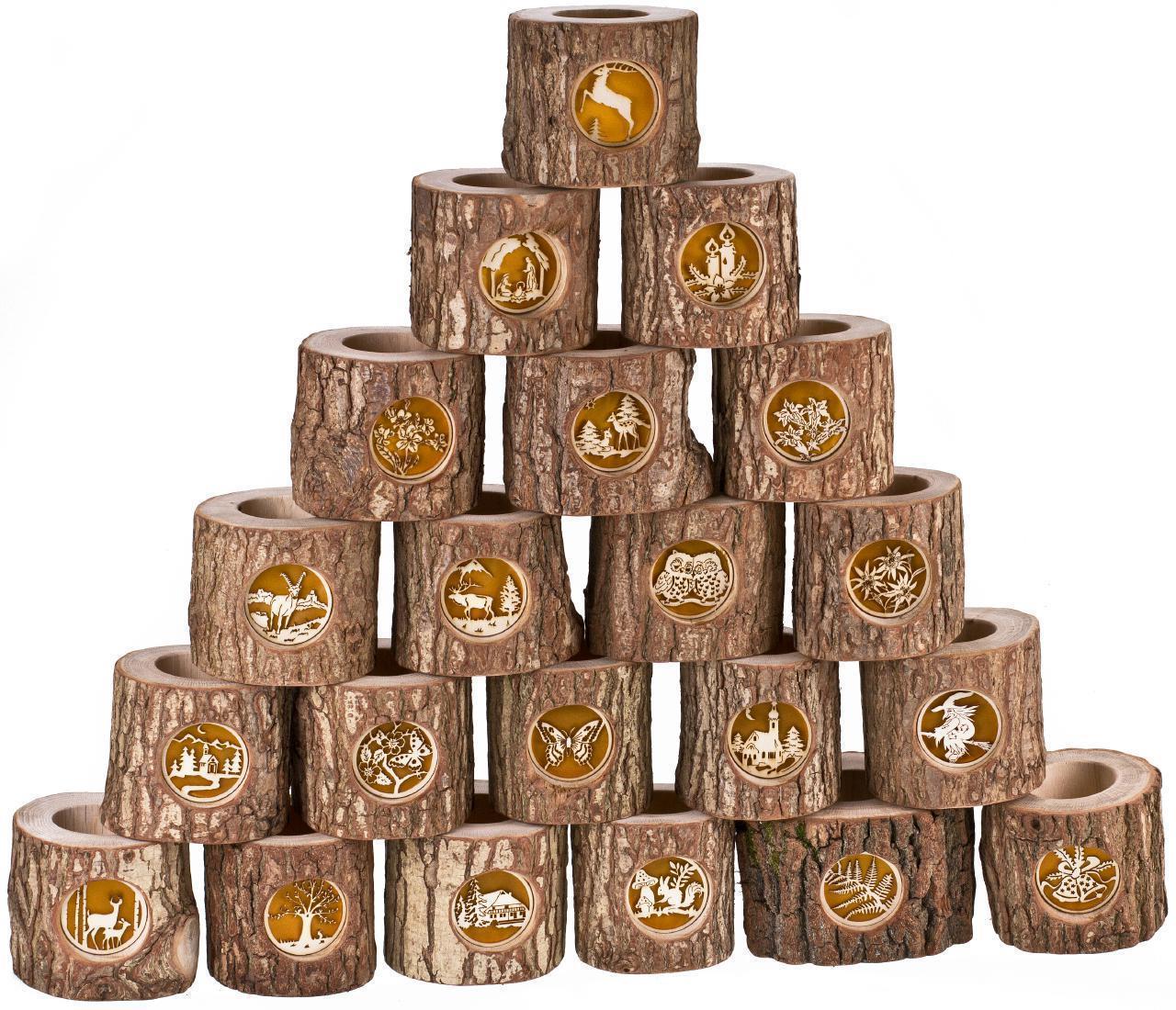 Rustikales Holz Windlicht mit Rinde und
