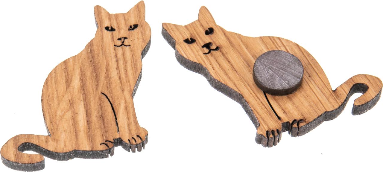Holz Magnet Eiche geoelt Form: Katze FSC