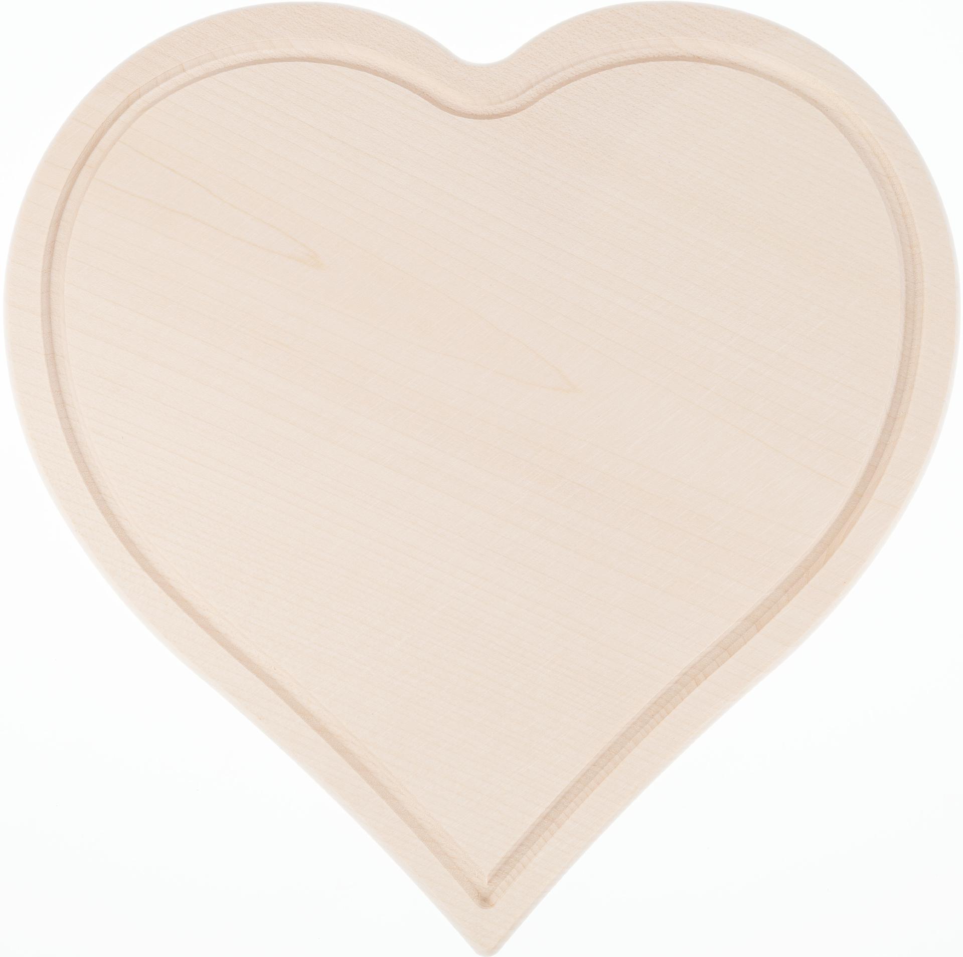 Schneidebrett in Herz Form mit Saftrille | FSC® Ahorn | 30 x 1,5 cm