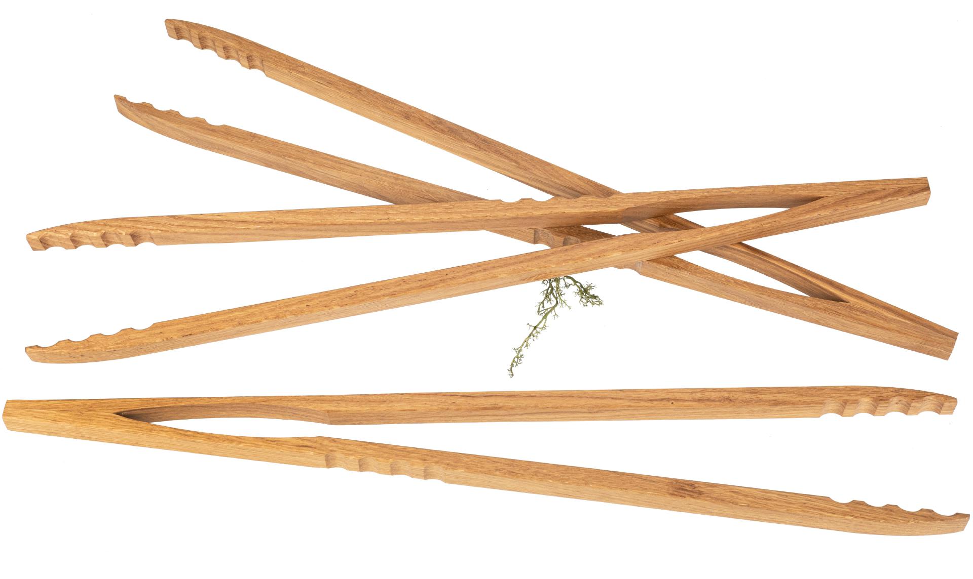 Hochwertige XXL Grillzange / Würstchenzange aus geöltem Buchen Holz - 60 cm