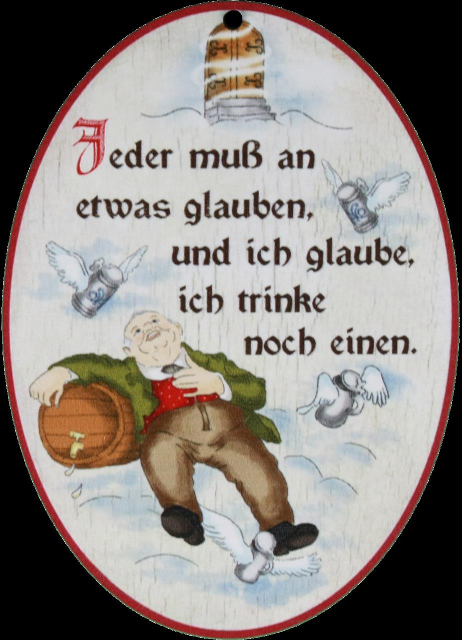 Holz Spruchschild - Ahorn roh - Buntdruck: "Jeder muß an etwas..."