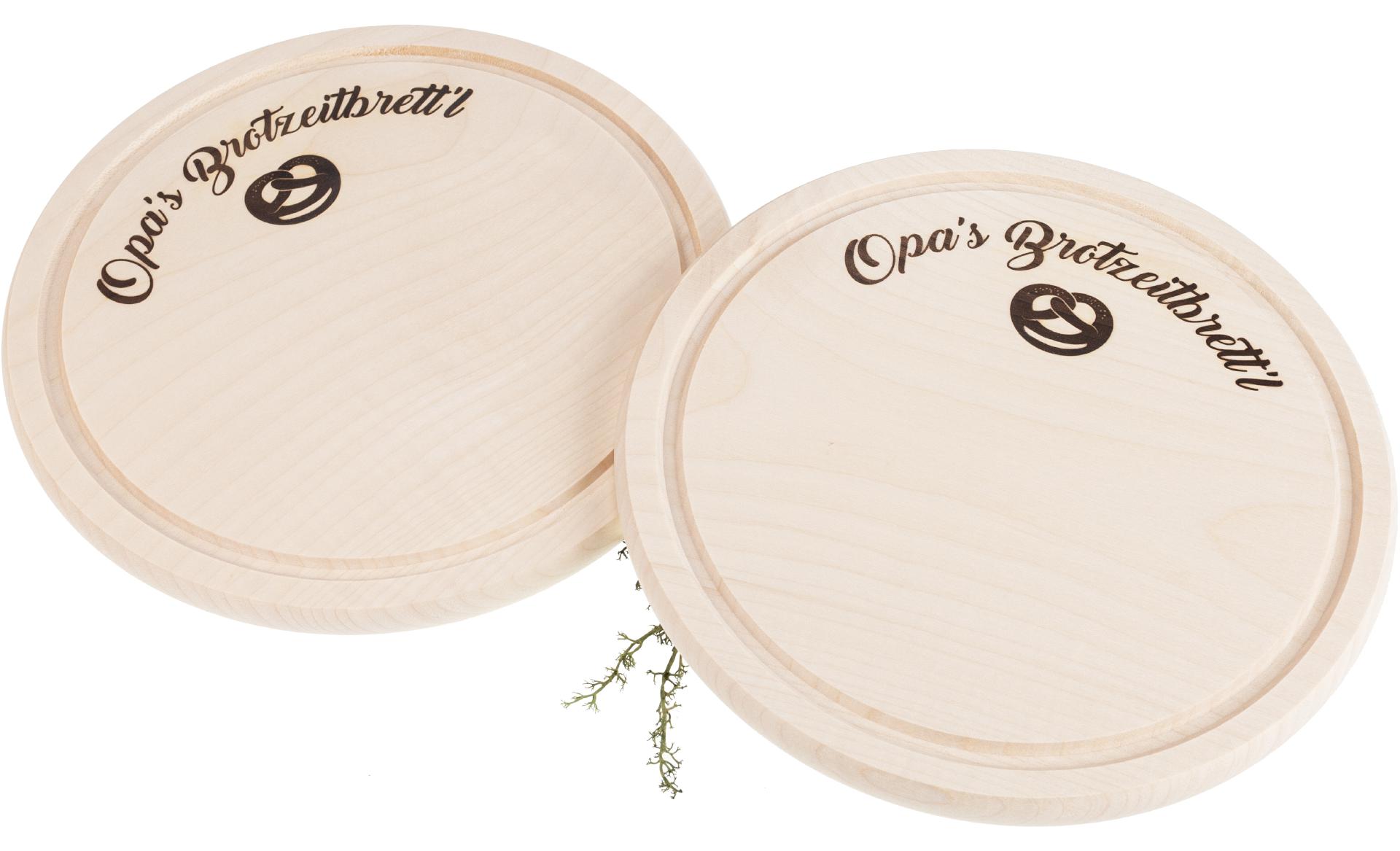 Opa's Brotzeitbrett'l mit Breze - Traditionelles Brotzeitbrett aus FSC® Ahorn 24 cm