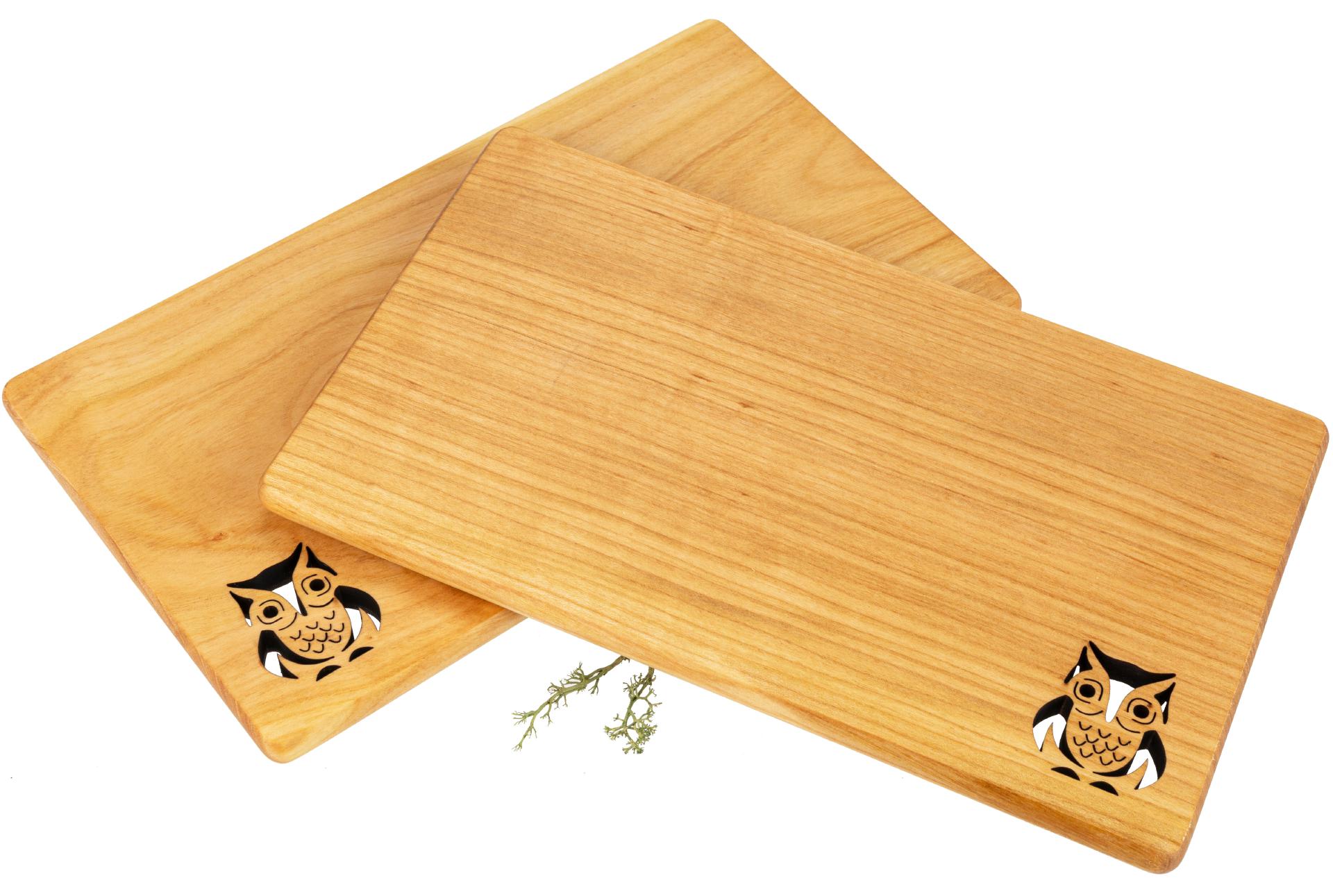 Schneidebrett aus geöltem FSC® Kirschholz - 26 x 15 x 1 cm - Eule