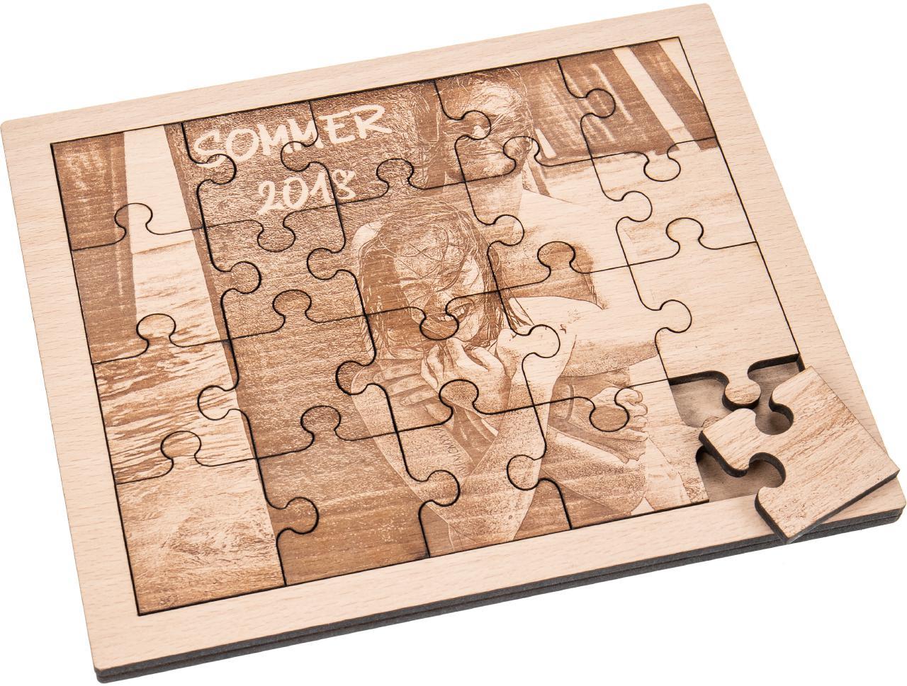 Fotogravur auf Holz Puzzle incl Rahmen Buche
