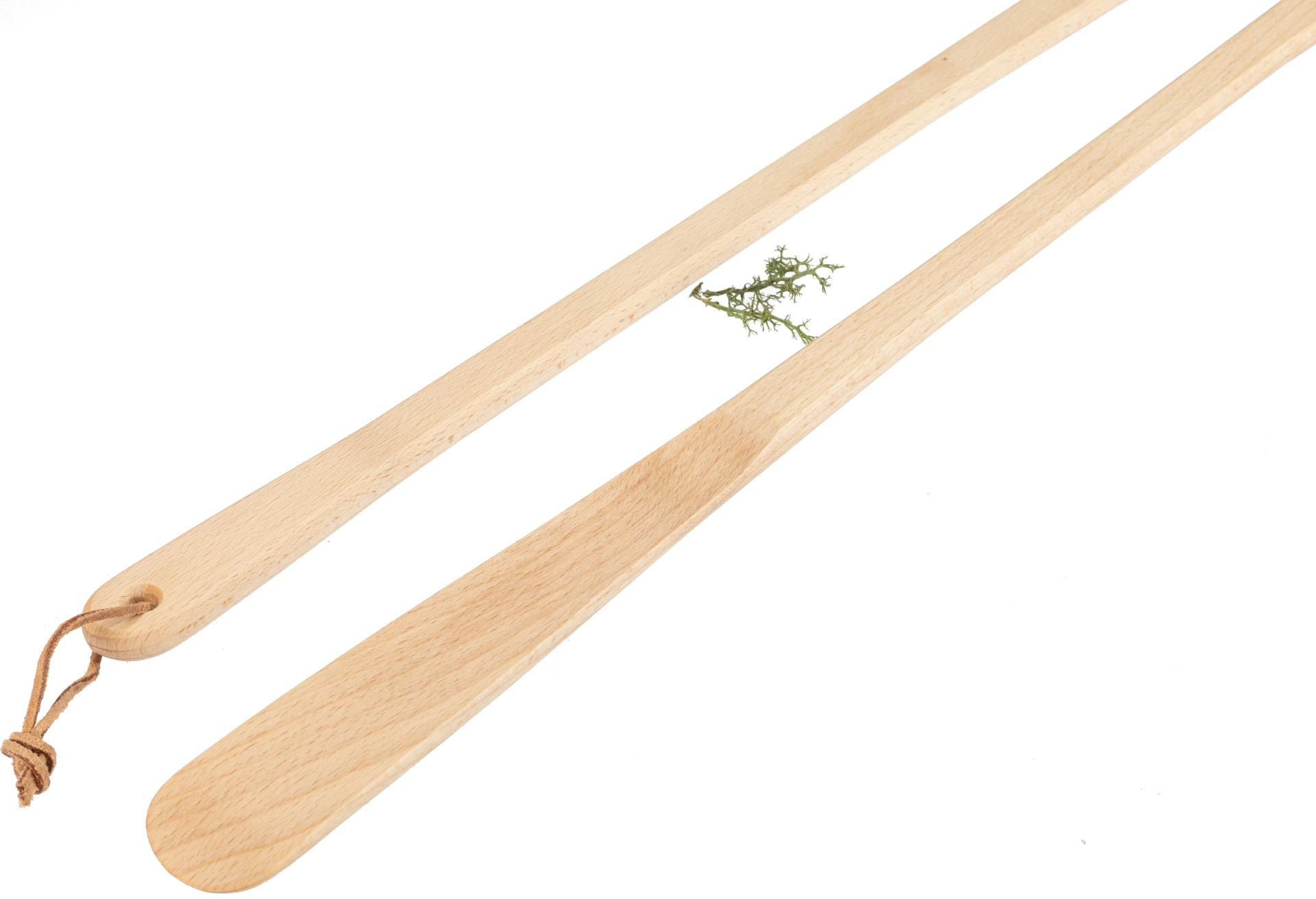 XXL Schuhlöffel aus Buche geölt | 63 cm mit Lederband | Elegantes Design