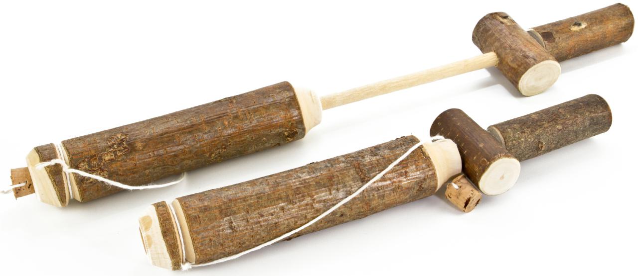 Handgefertigte Holz Korkenknaller mit Rinde Plop Pistole fuer Kinder und Erwachsene