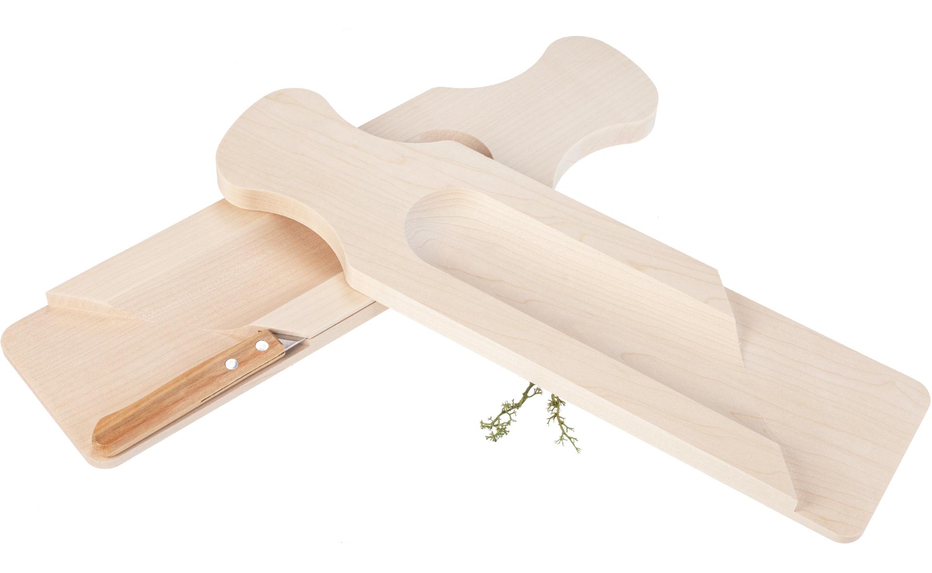 Salamibrett aus FSC® Ahorn Holz mit Messerschlitz - 35 x 9 x 1,5 cm